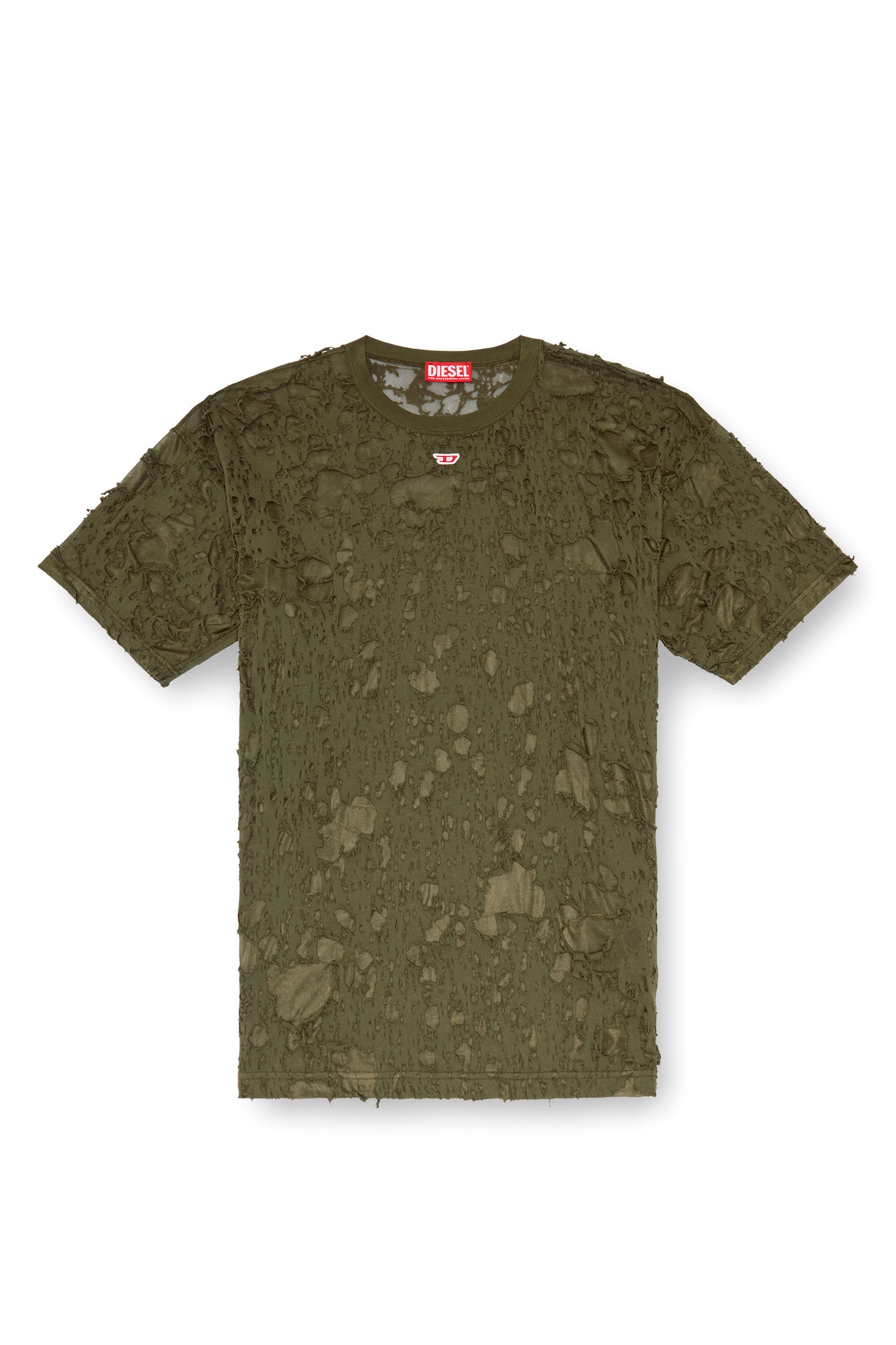 Diesel - T-BOXT-Q3, Male Layered T-shirt with burn-out finish in グリーン - Image 2