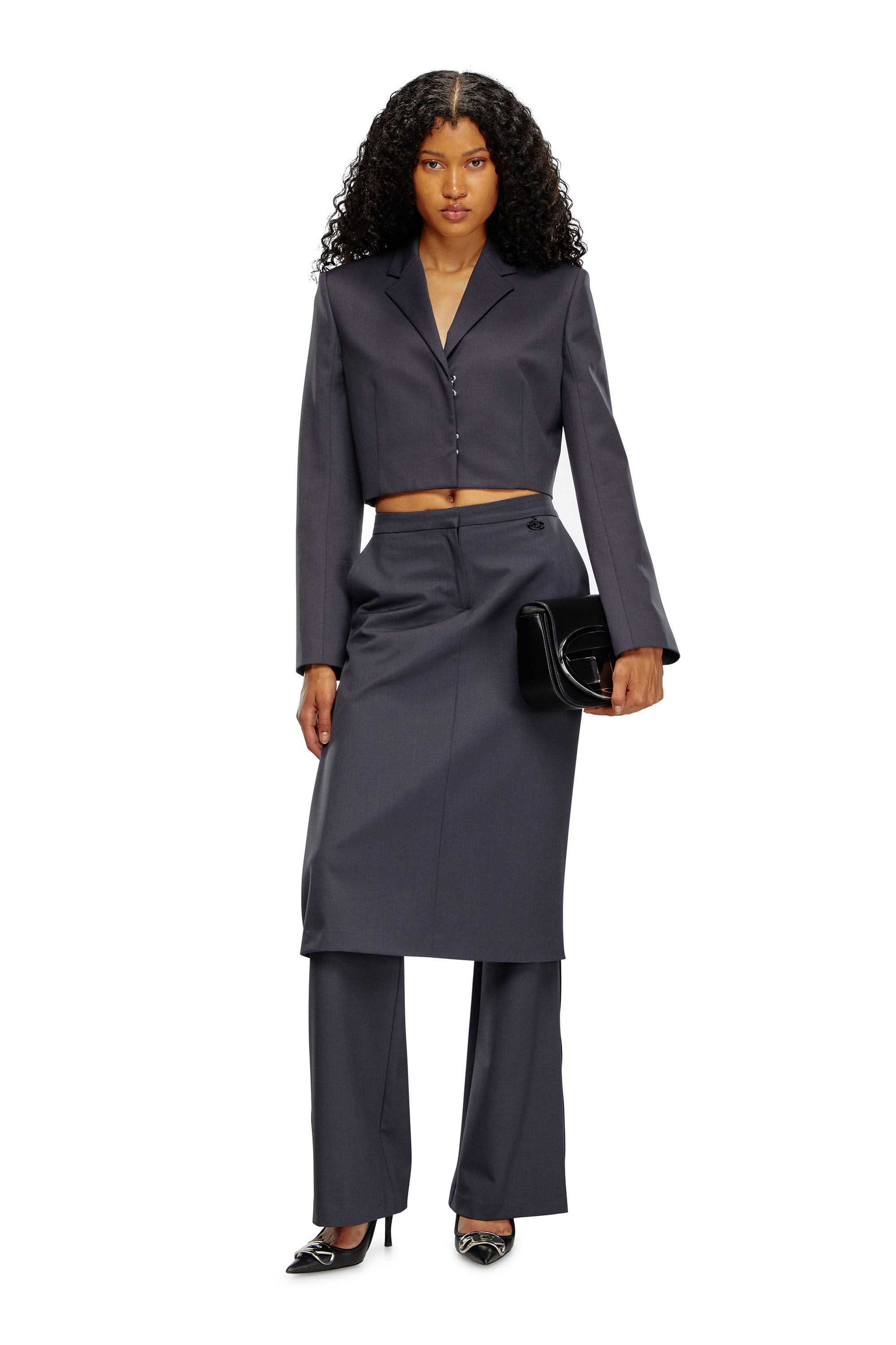 Diesel - G-MILLA-P1, Female Cropped blazer in stretch wool blend in グレー - Image 1