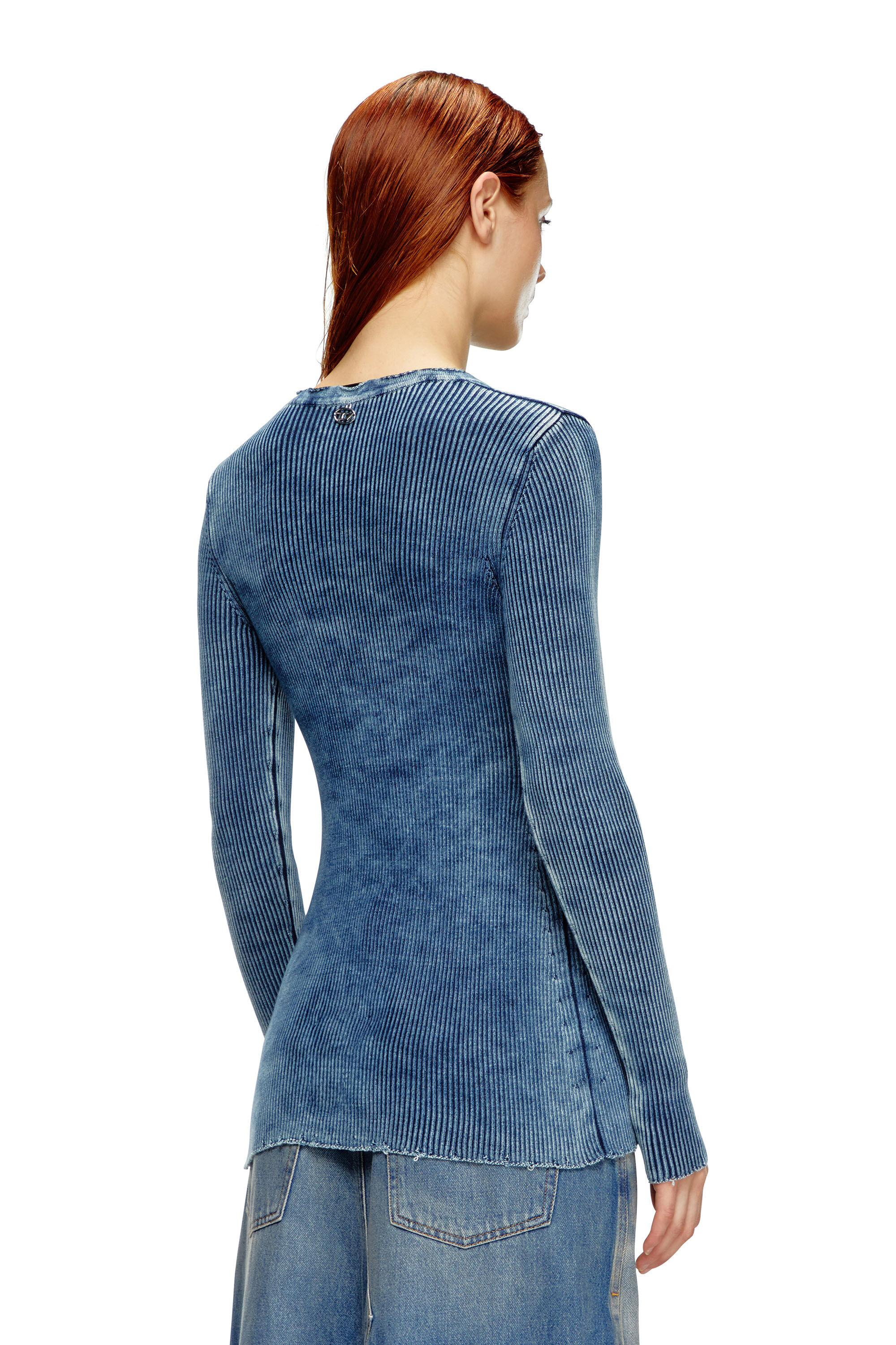 Diesel - M-ACERATA, Female Lace-up cardigan in indigo cotton in ブルー - Image 5