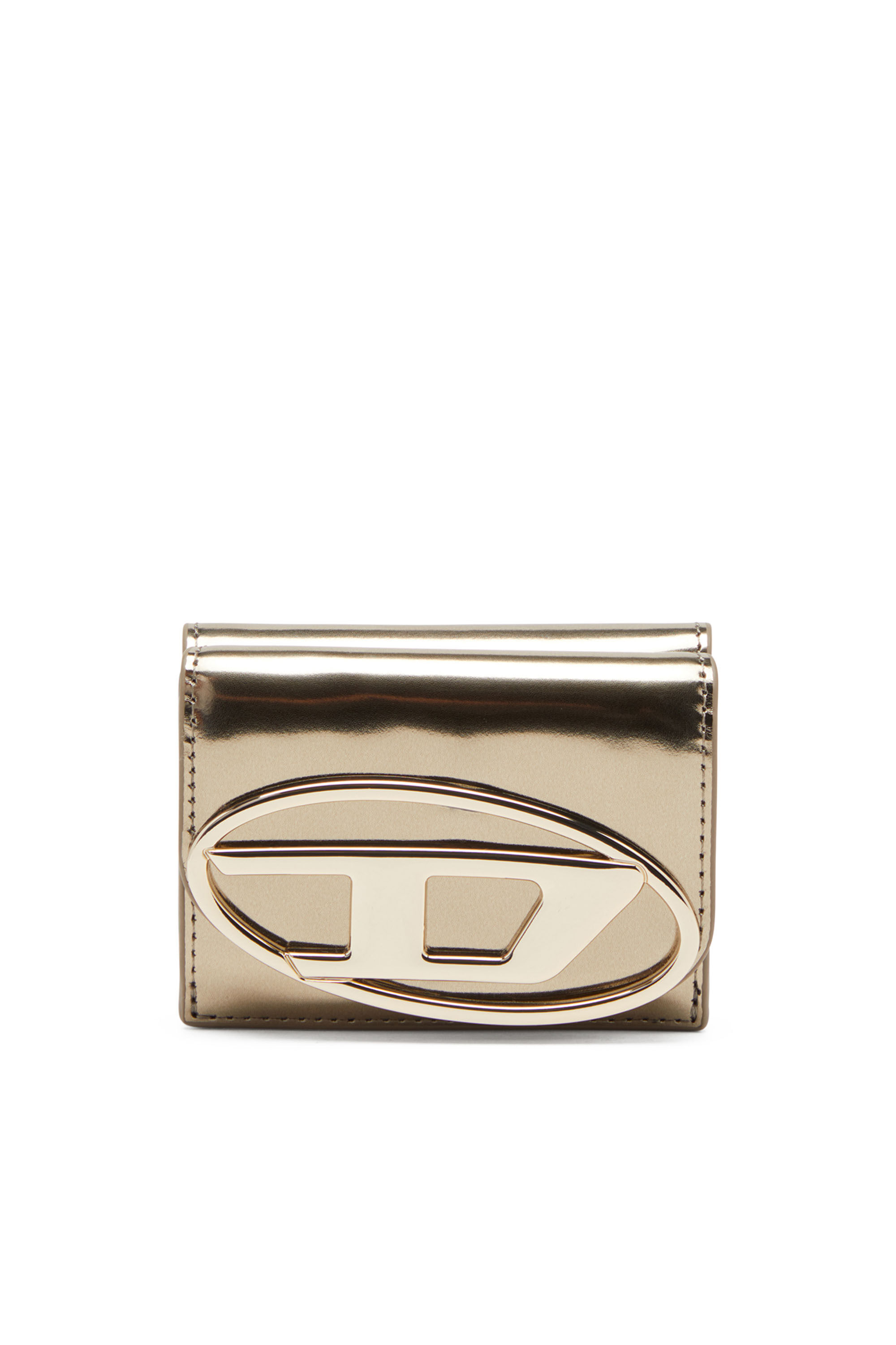 Diesel - 1DR TRI FOLD COIN XS II, Female Tri-fold wallet in mirrored leather in ブラウン - Image 1