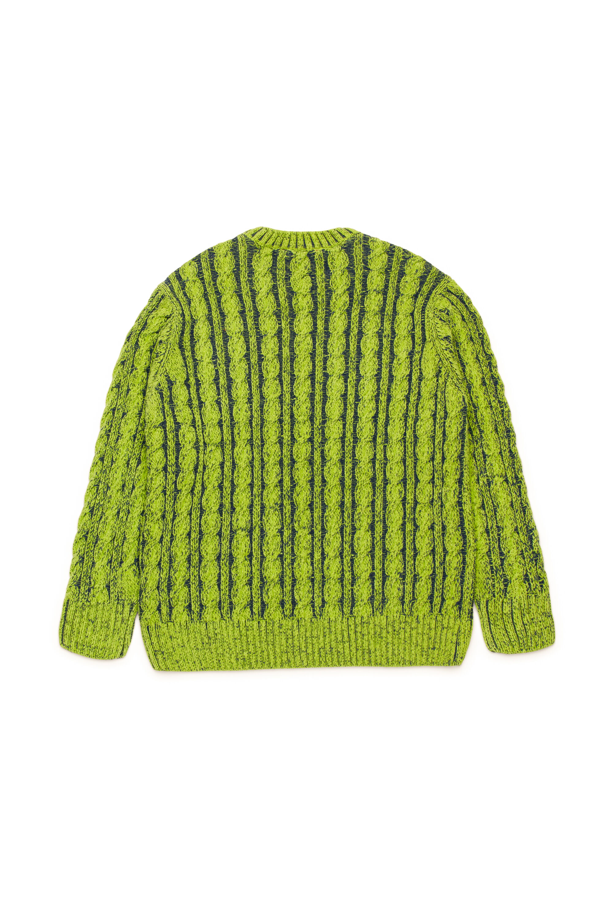 Diesel - KMOXIA OVER, Unisex's Cable-knit jumper in two-tone yarn in グリーン - 2