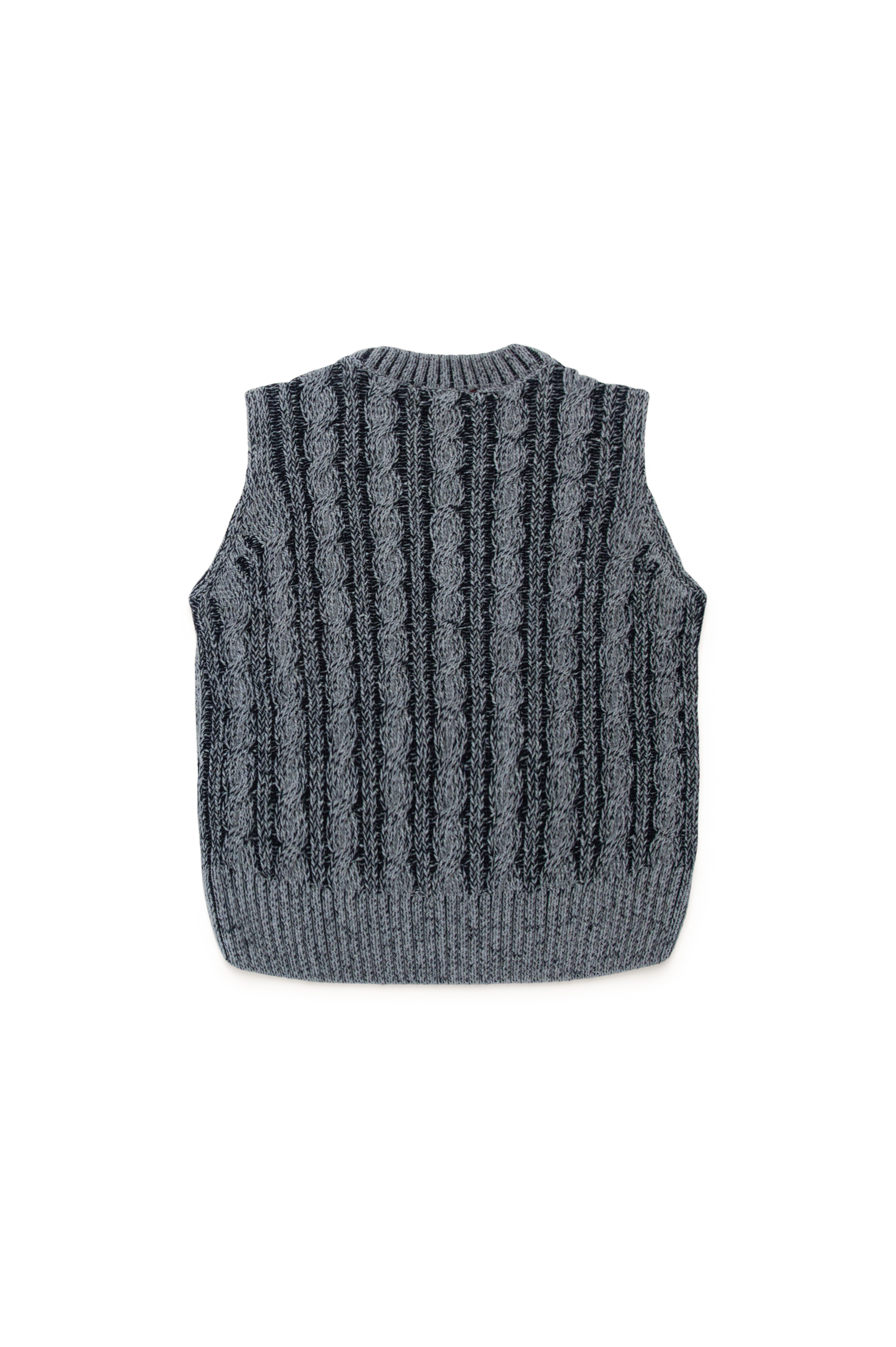 Diesel - KMPANAS, Female Cable-knit vest in two-tone yarn in ブラック - Image 2