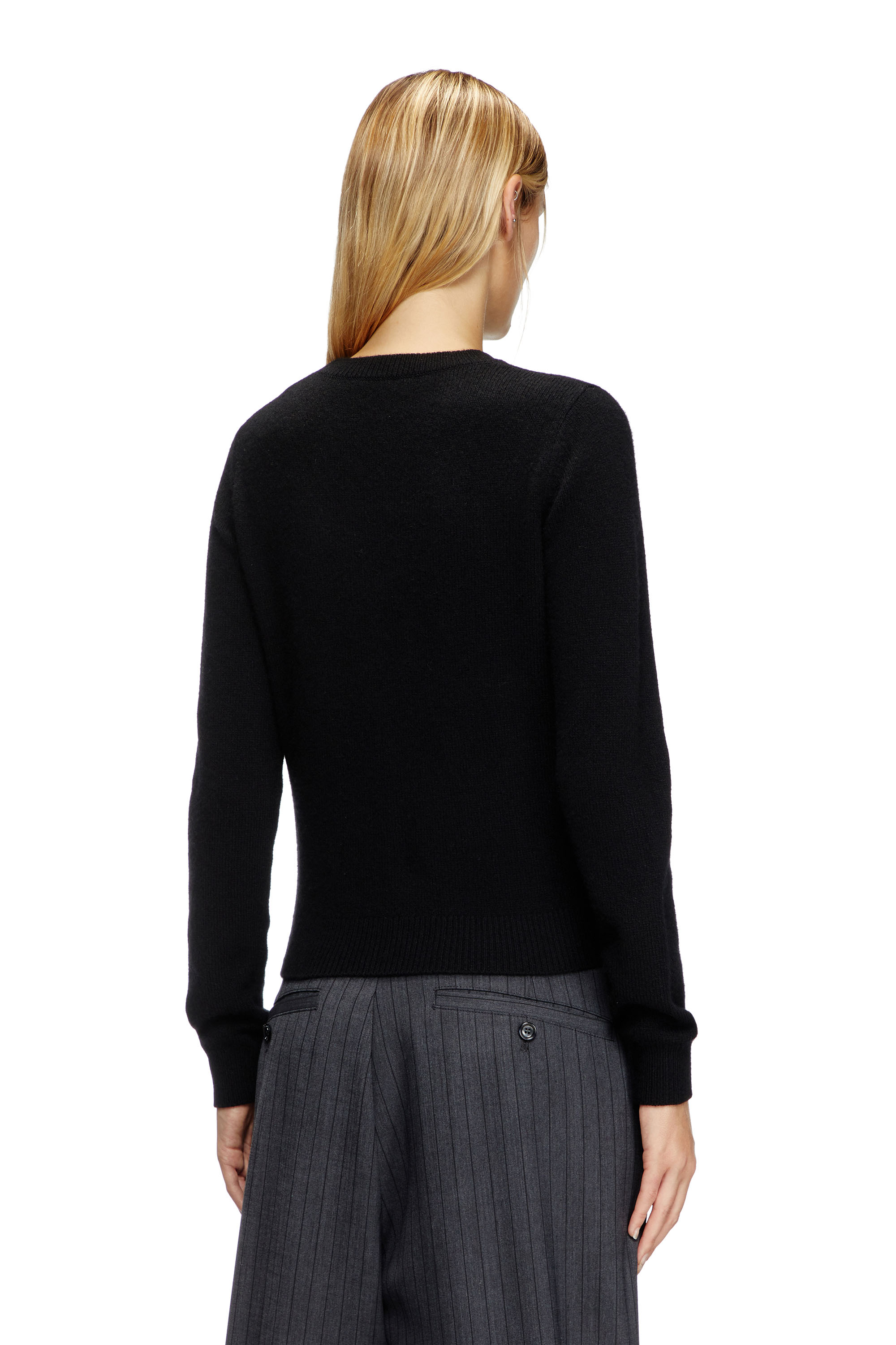 Diesel - M-AREESA-SLIM, Female's Cashmere-blend jumper with cut-out logo in ブラック - 4