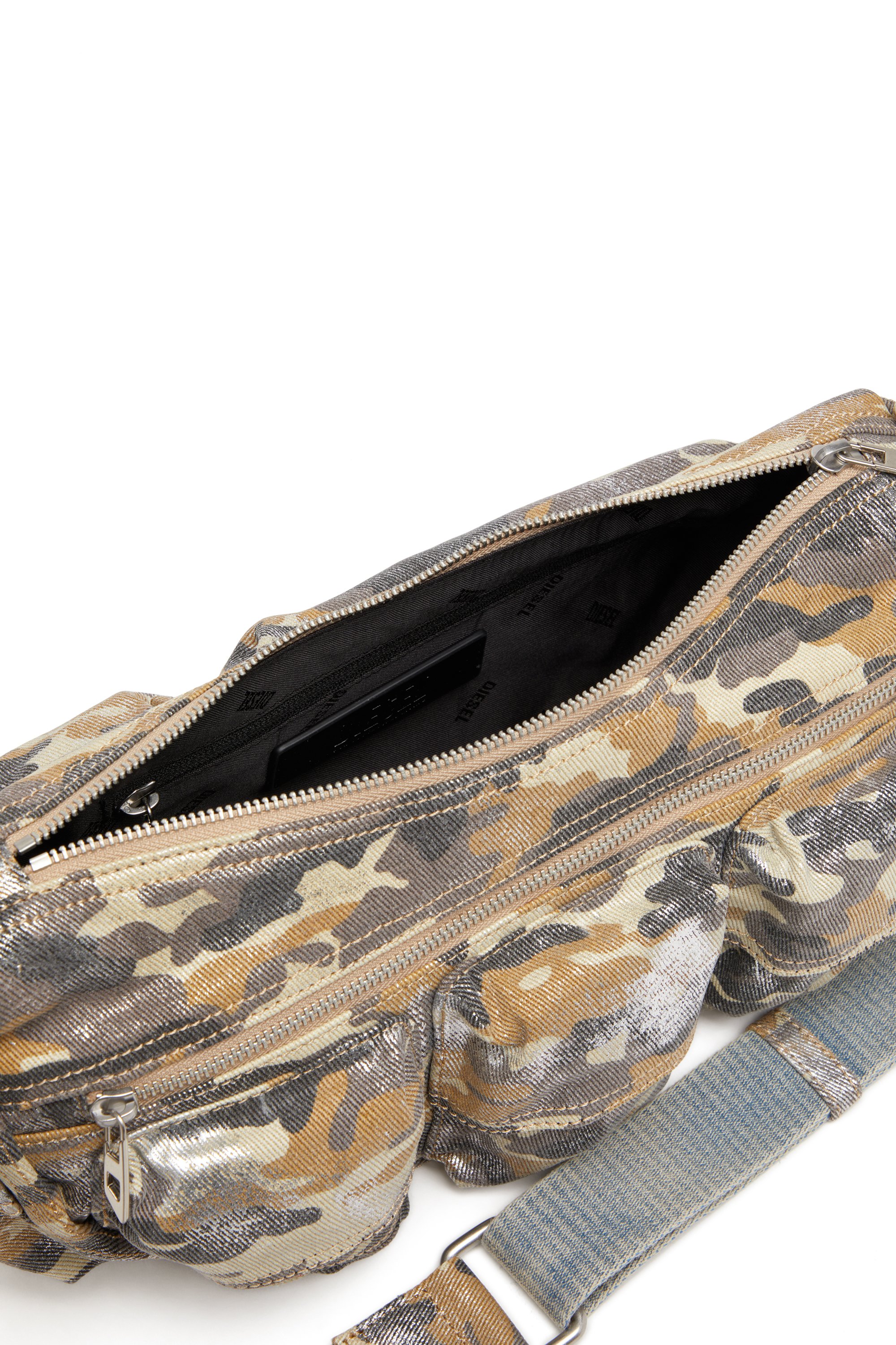 Diesel - MULTI-PKTS SHOULDER BAG X, Female's Multi-Pkts-Multipocket bag in metallic camo twill in マルチカラー/ブラウン - 4