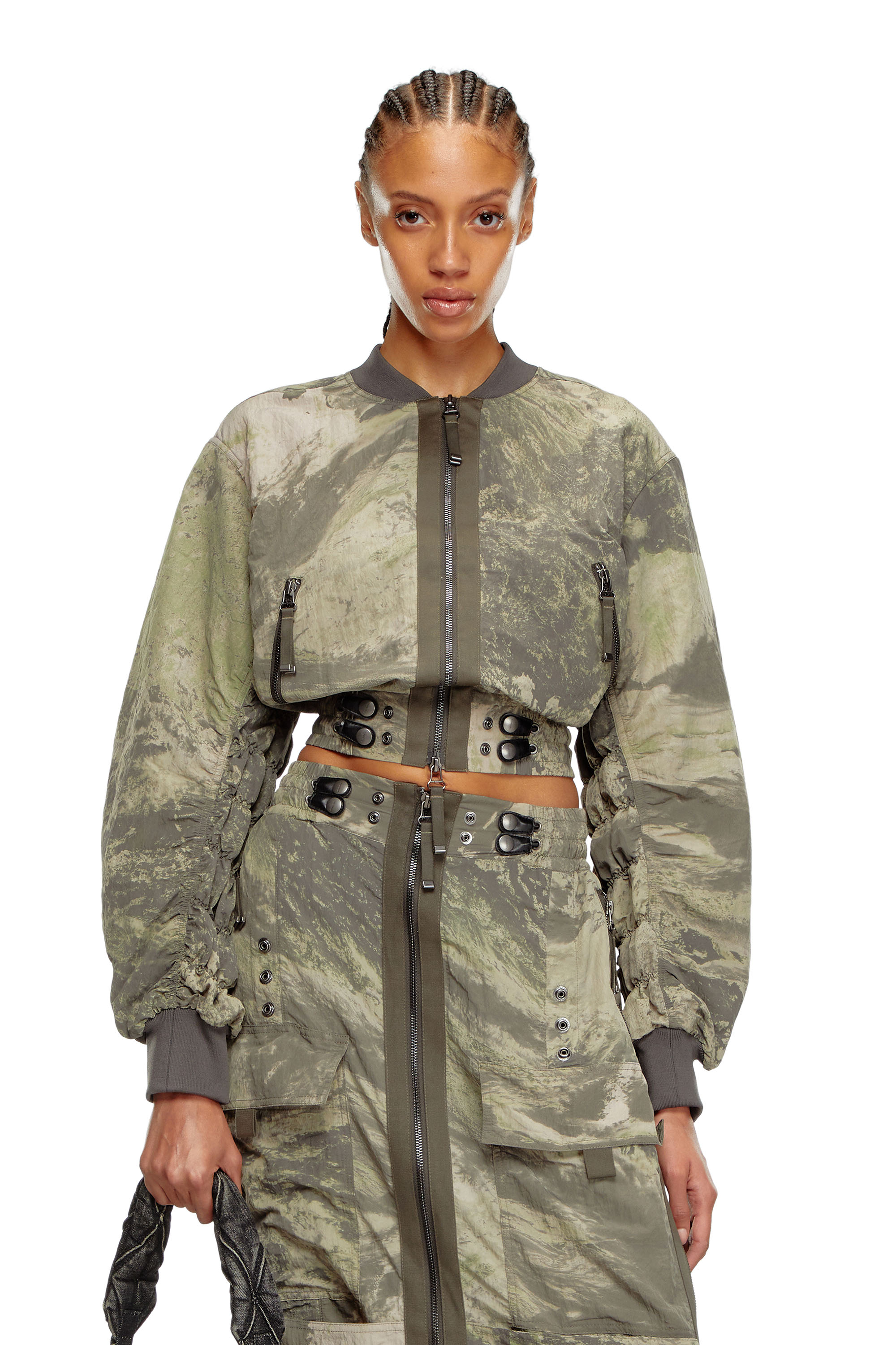Diesel - G-NOAK-N1, Female Bomber jacket in light nylon in グリーン - Image 1