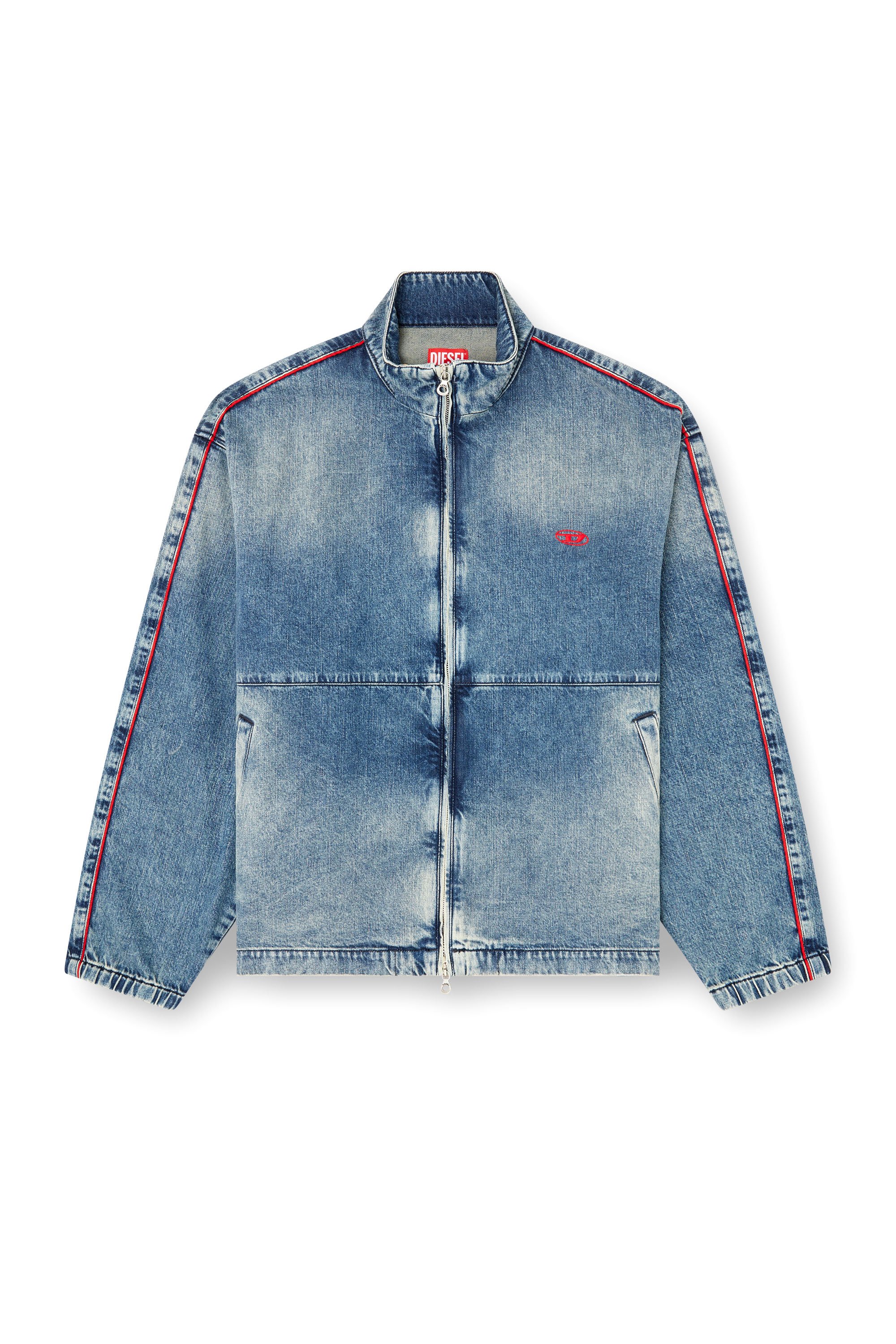 Diesel - D-KRAP-S2, Male's Denim jacket with red piping in ブルー - 3