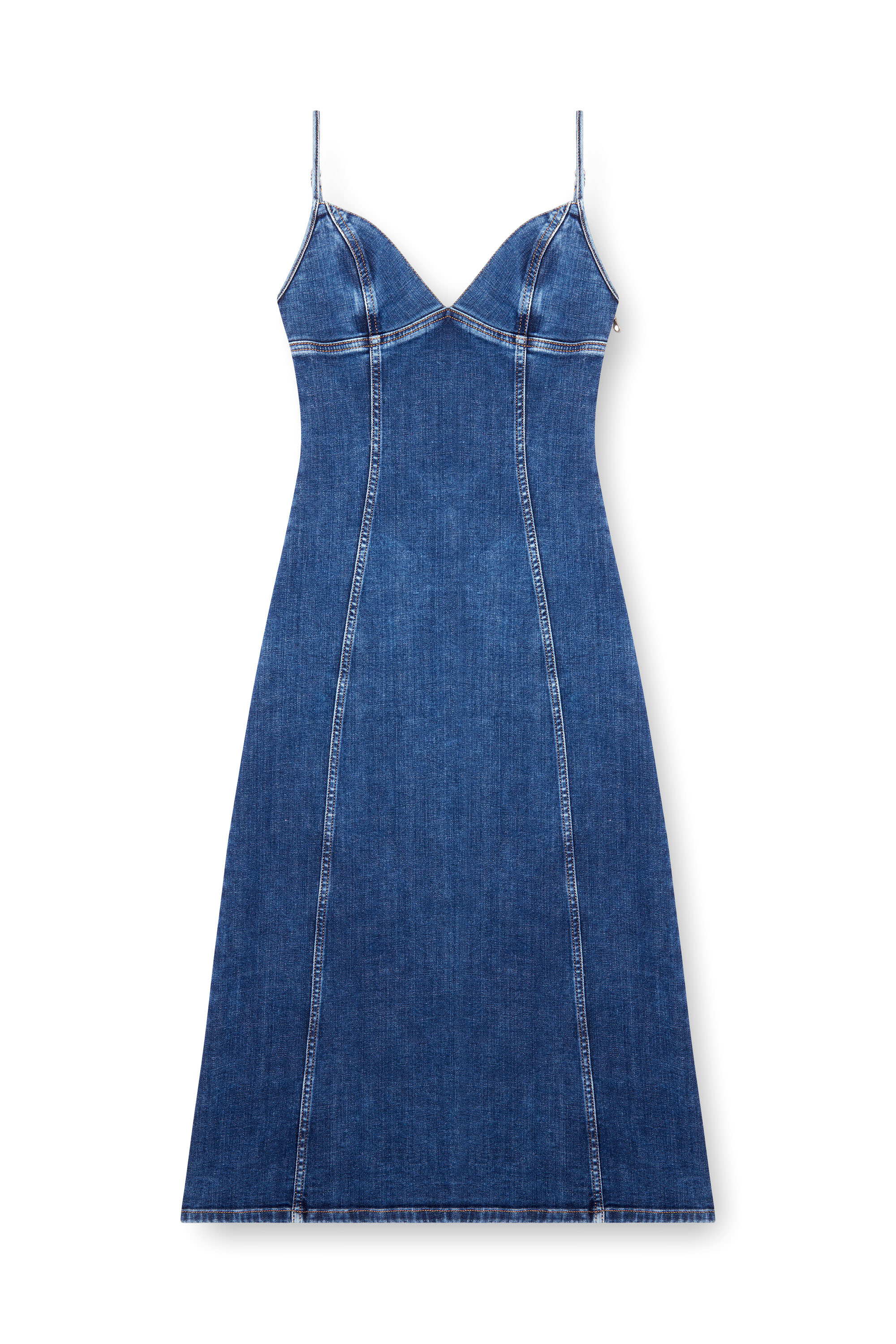 Diesel - DE-FULVY-DRESS-D, Female Strappy midi dress in denim in ブルー - Image 4