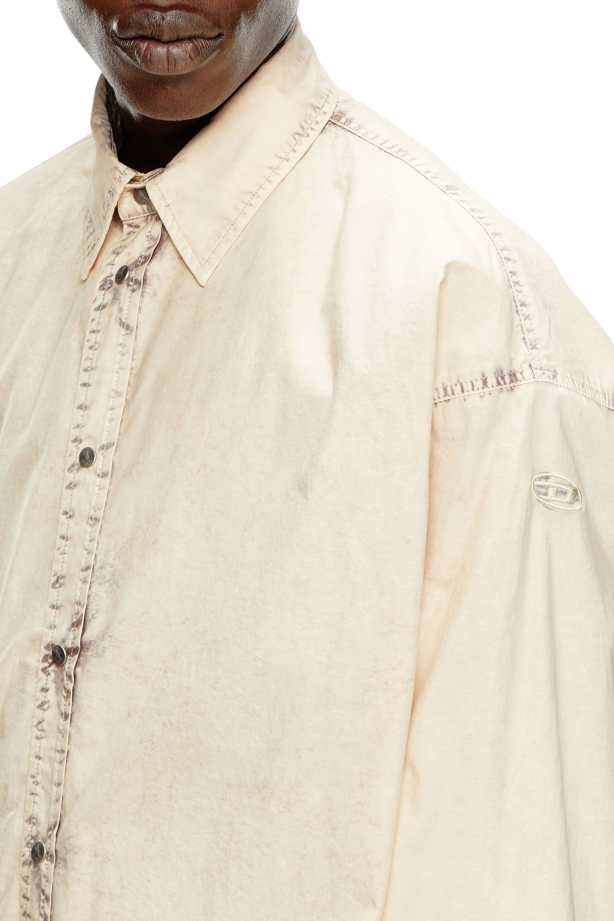Diesel - S-VEKEN, Male Shirt in marbled cotton in ベージュ - Image 5