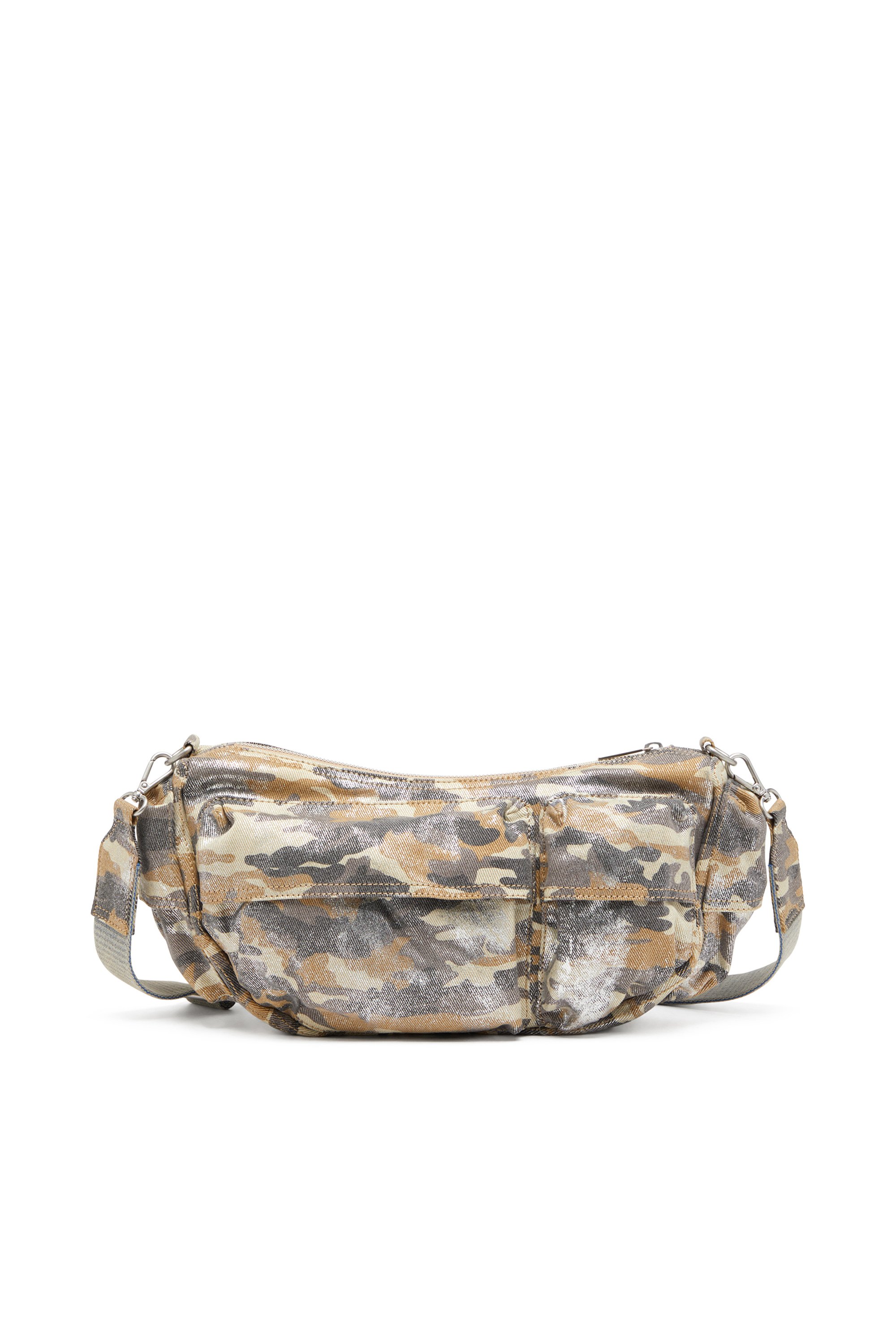 Diesel - MULTI-PKTS SHOULDER BAG X, Female's Multi-Pkts-Multipocket bag in metallic camo twill in マルチカラー/ブラウン - 2