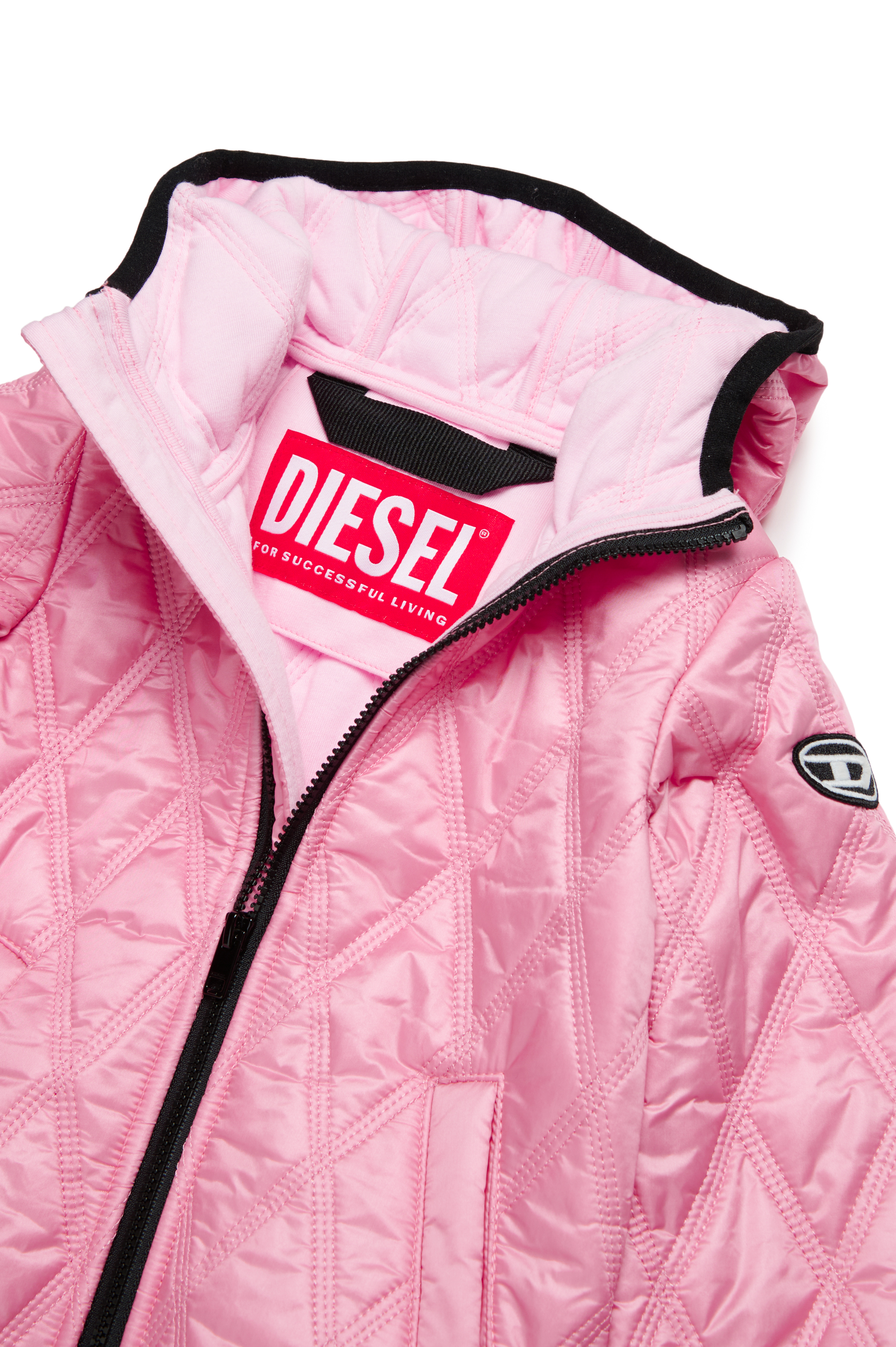 Diesel - JFOKKERB, Unisex Hooded quilted jacket with Oval D patch in ピンク - Image 4