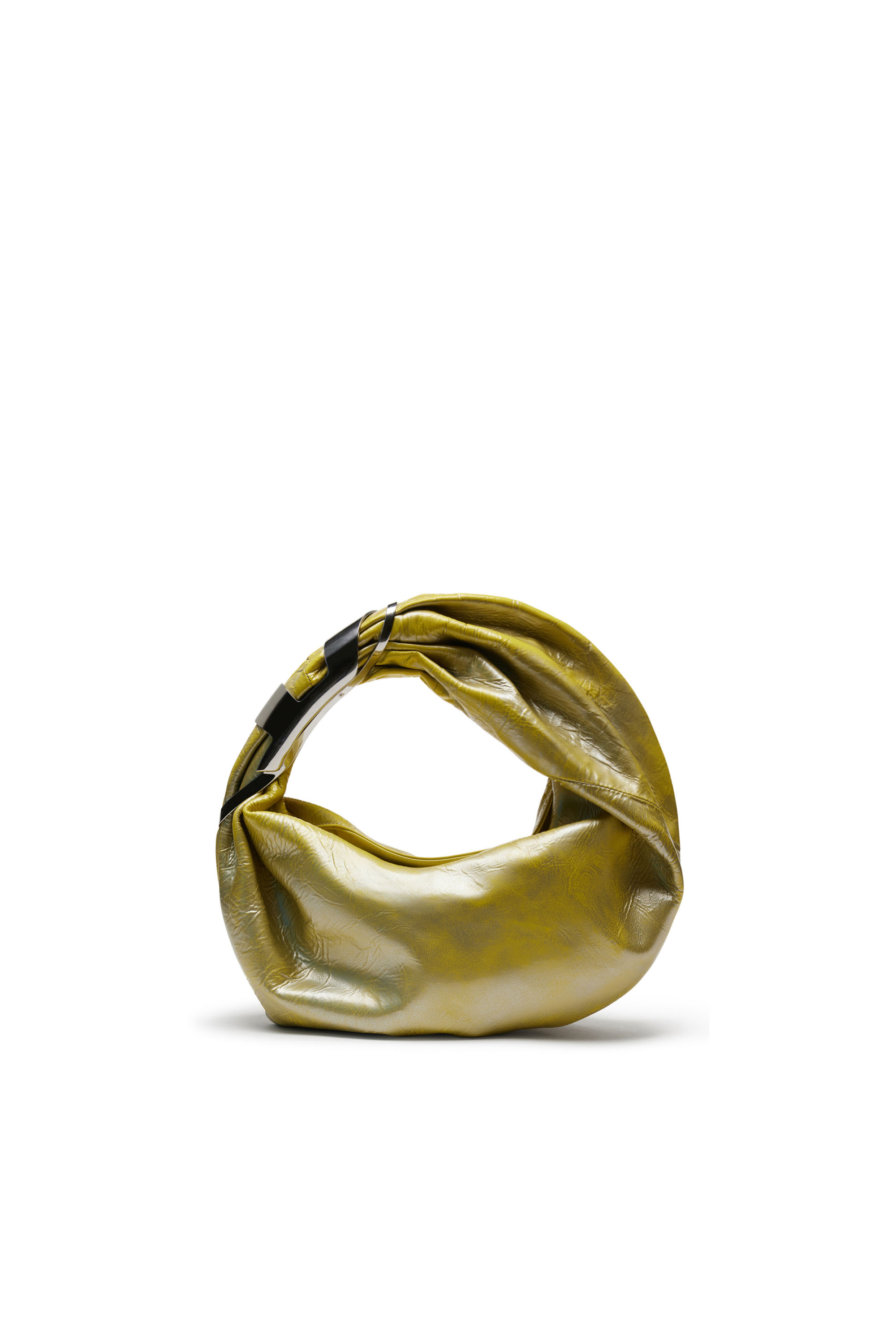Diesel - GRAB-D HOBO S, Female Grab-D S-Hobo bag in metallic leather in イエロー - Image 1