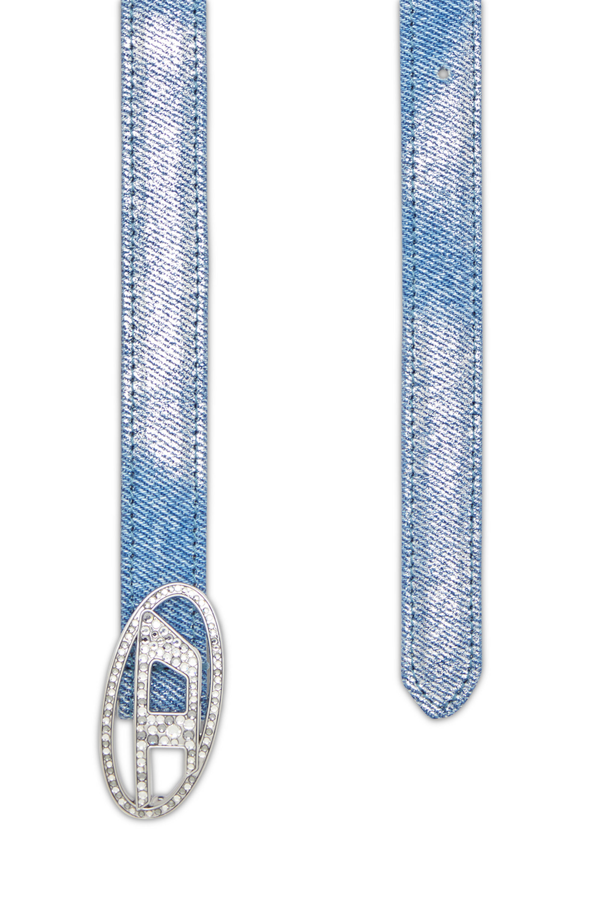 Diesel - B-1DR STRASS 20, Female's Slim belt in foiled denim and leather in ライトブルー - 2