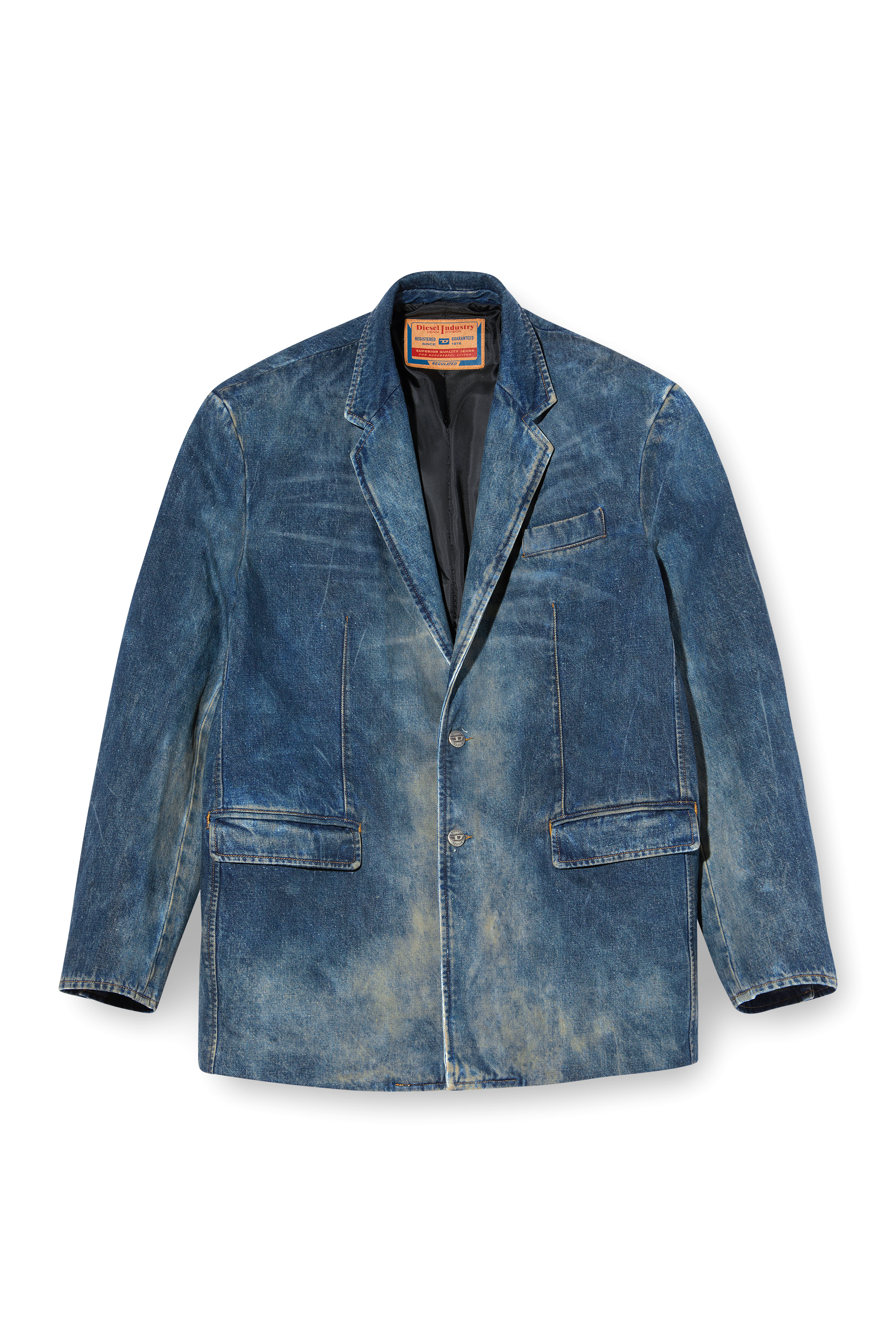 Diesel - D-OVER-DD, Unisex's Blazer in hand-treated dirty denim in ダークブルー - 8