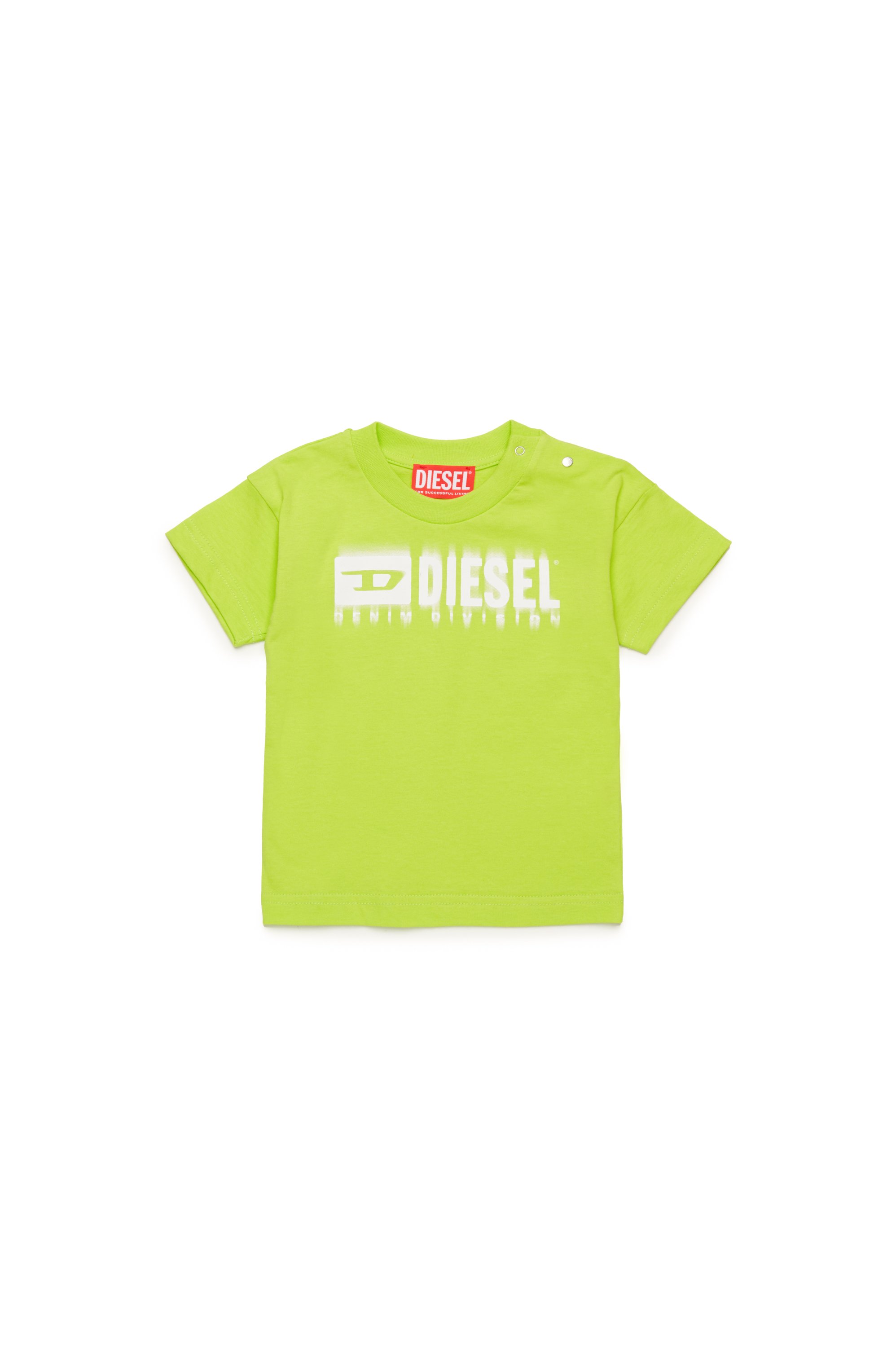 Diesel - TDIEGORL6MAB, Unisex's T-shirt with smudged logo in 蛍光グリーン - 1