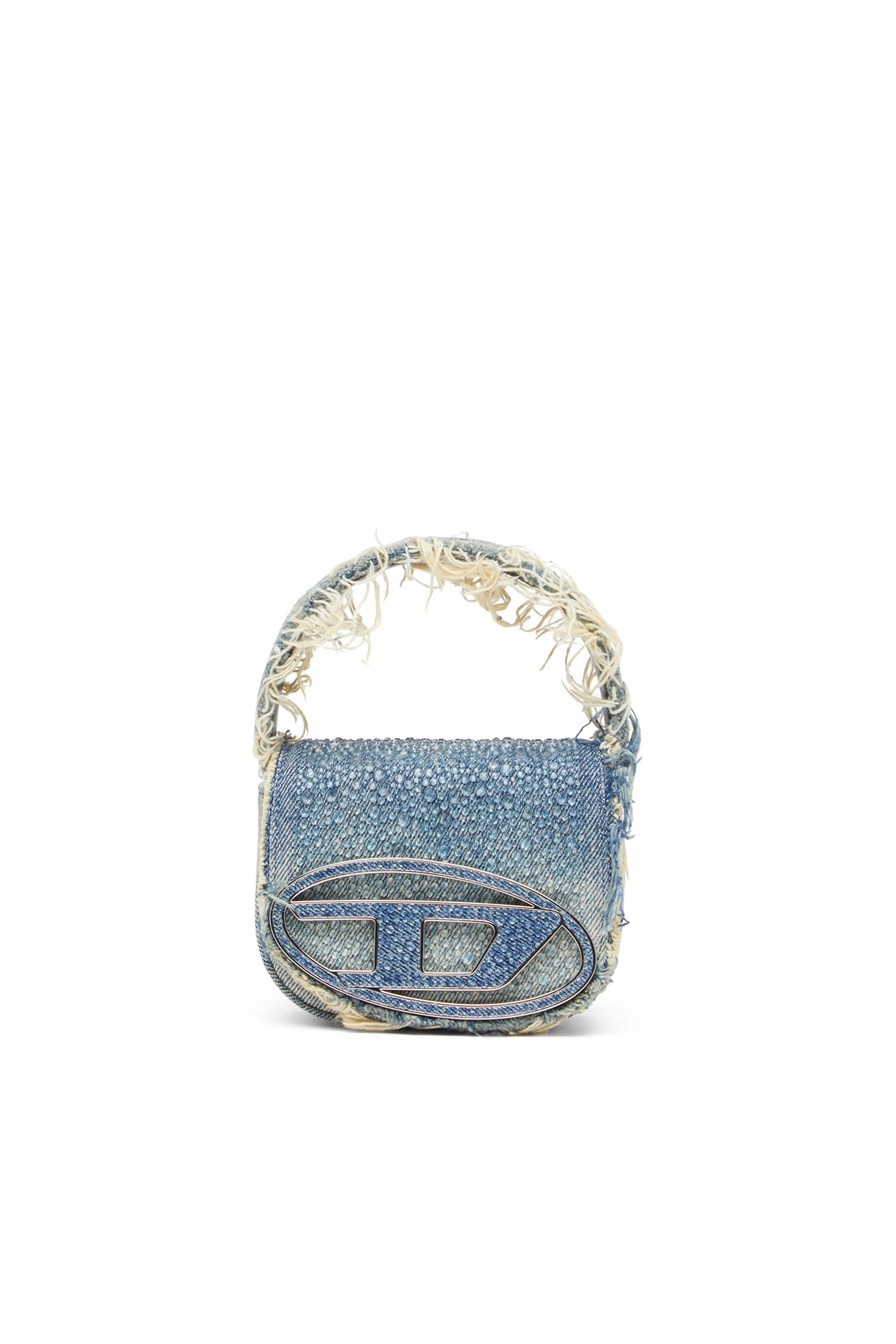 Diesel - 1DR XS, Female 1DR XS-Iconic mini bag in denim and crystals in ブルー - Image 1