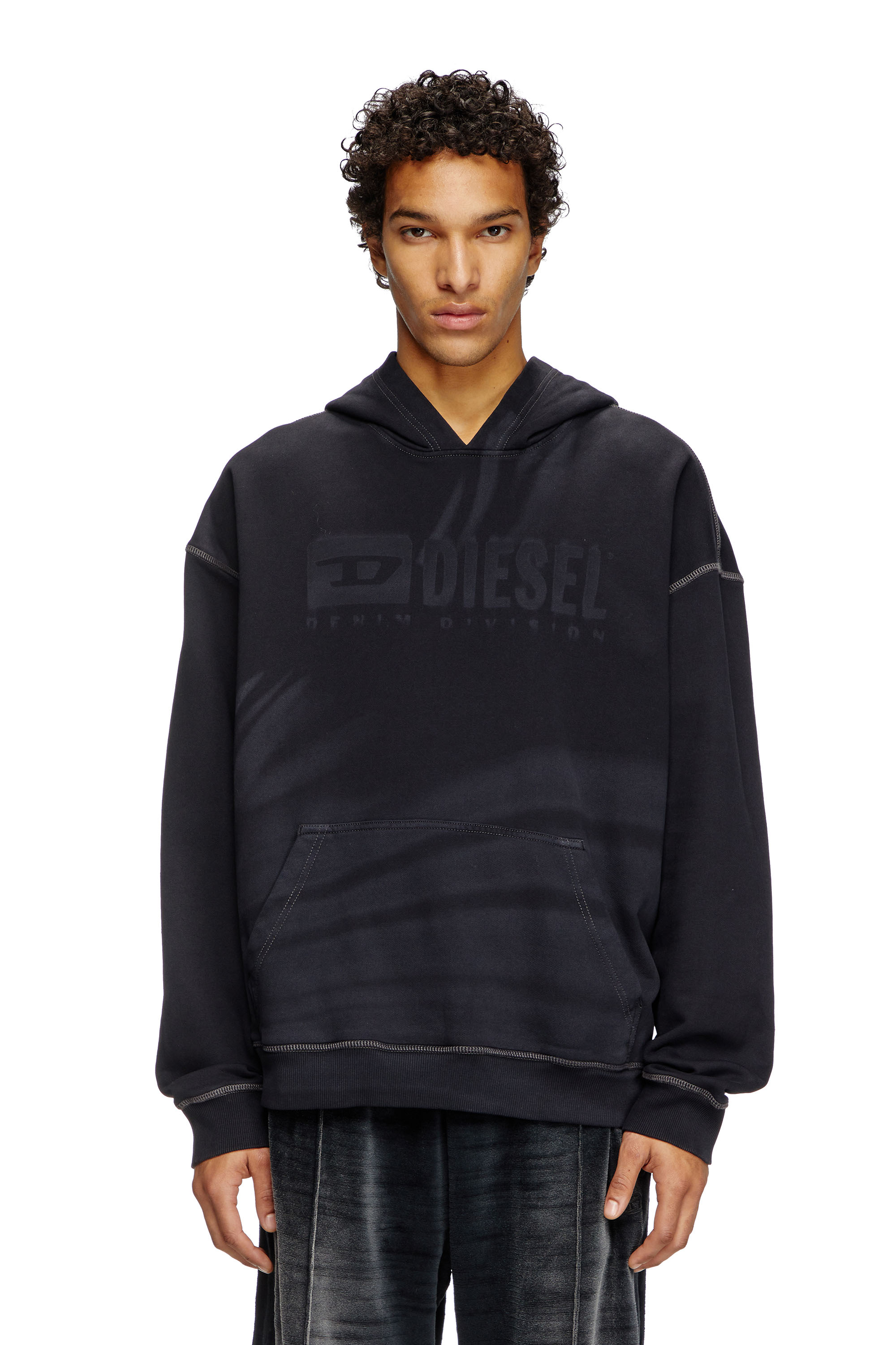 Diesel - S-BOXT-HOOD-R9, Male's Laser-faded logo hoodie in ブラック - 1