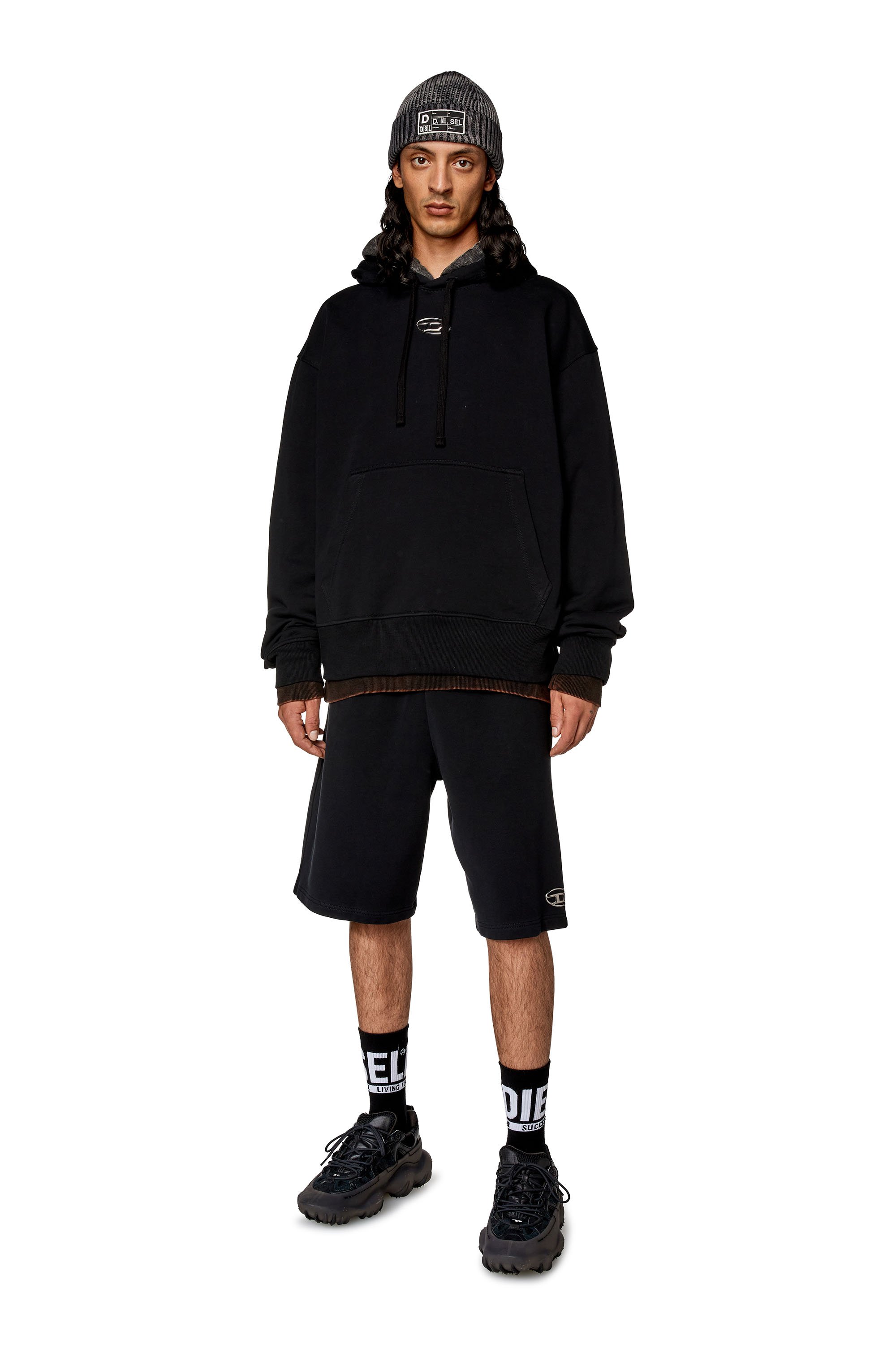 Diesel - S-MACS-HOOD-OD, Male's Hoodie with metallic logo in ブラック - 2