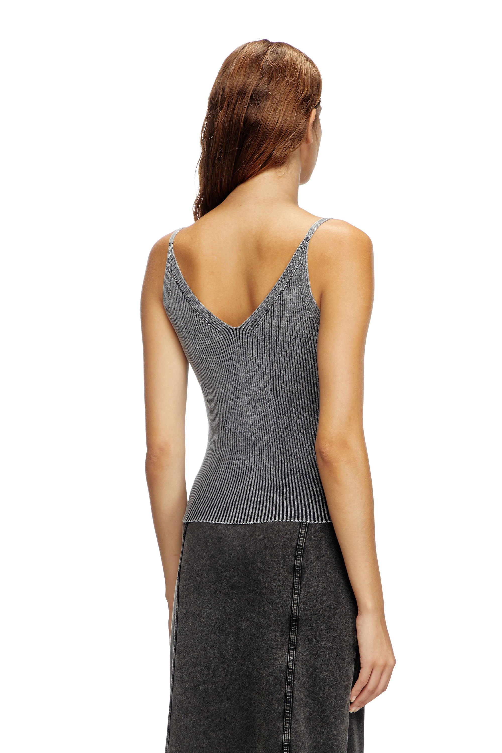 Diesel - M-MELLY, Female's Knit tank top with denim cargo pockets in ダークグレー - 3