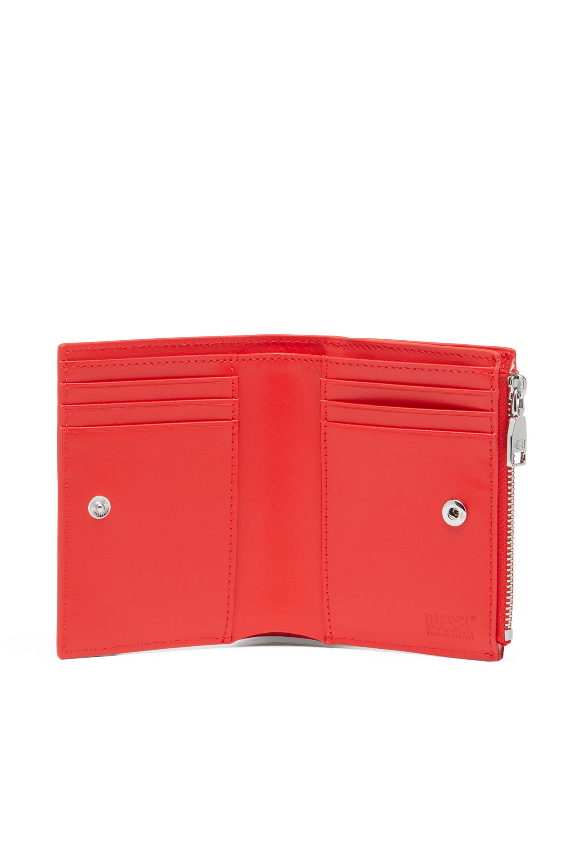 Diesel - PLAY BI-FOLD ZIP II, Female Small wallet in glossy leather in レッド - Image 3