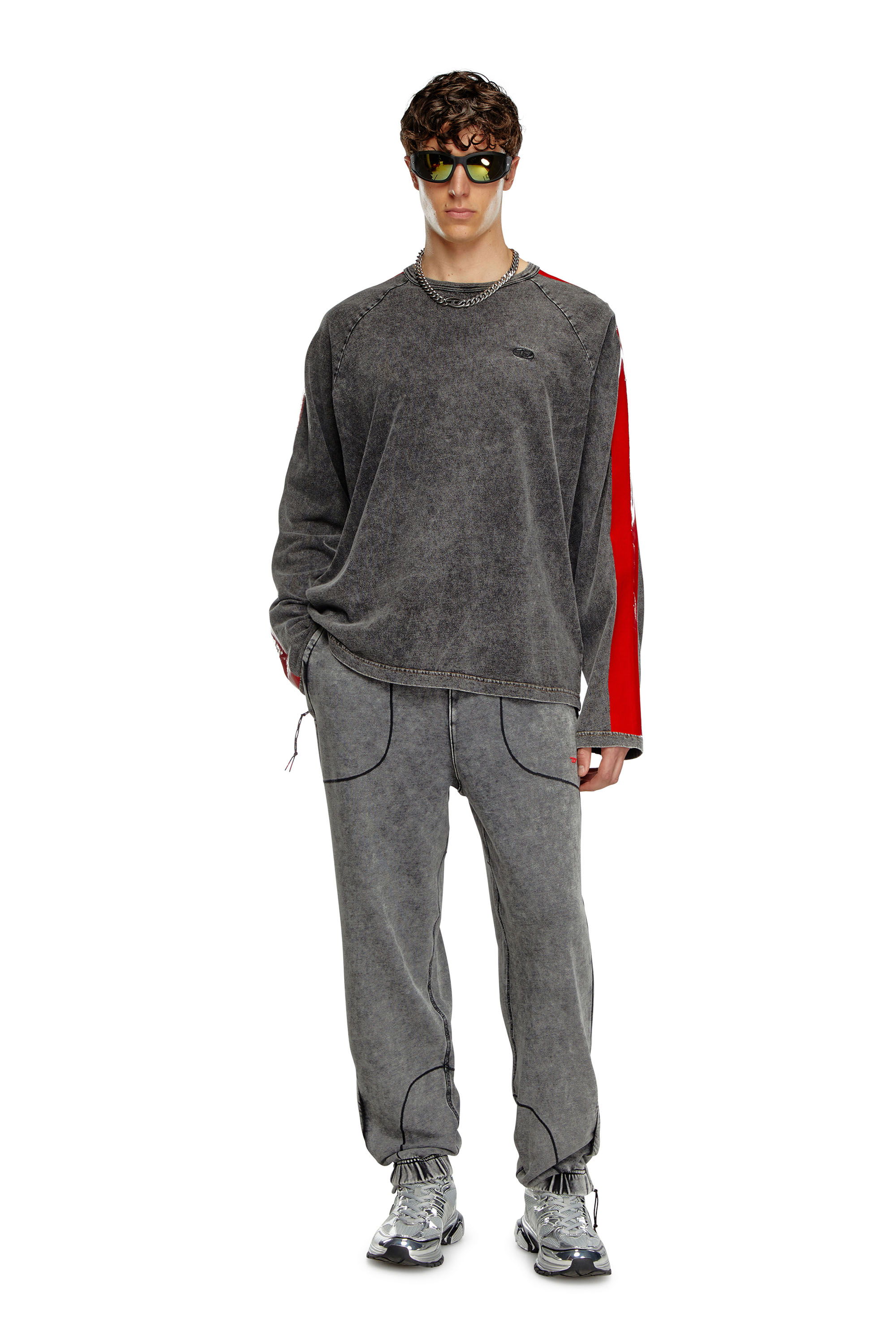 Diesel - AMSB-QUENTIN-HT57, Male's Faded track pants with toggle waist in グレー - 2