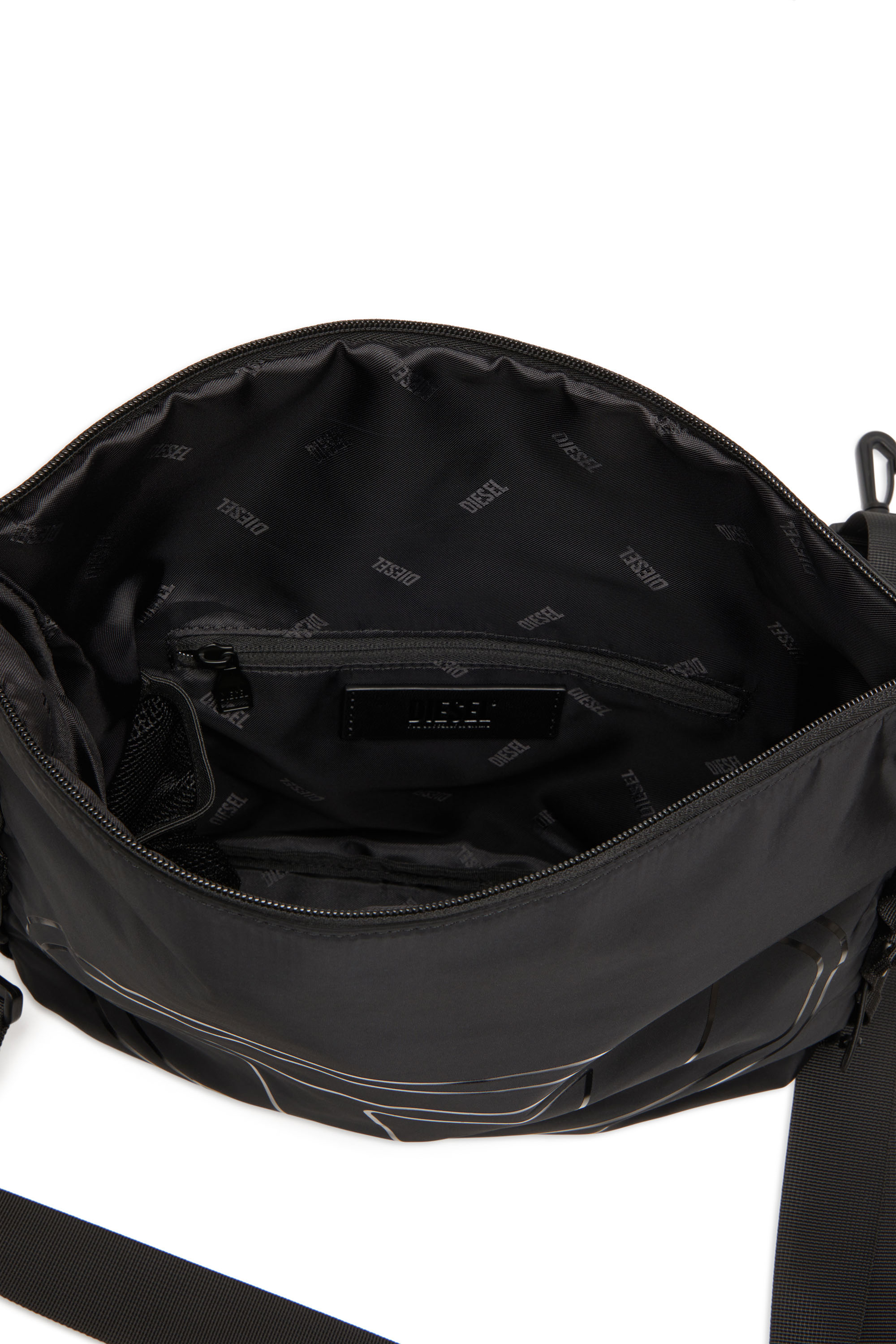 Diesel - DRAPE CROSSBODY, Male Drape-Nylon crossbody bag with Oval D print in ブラック - Image 4