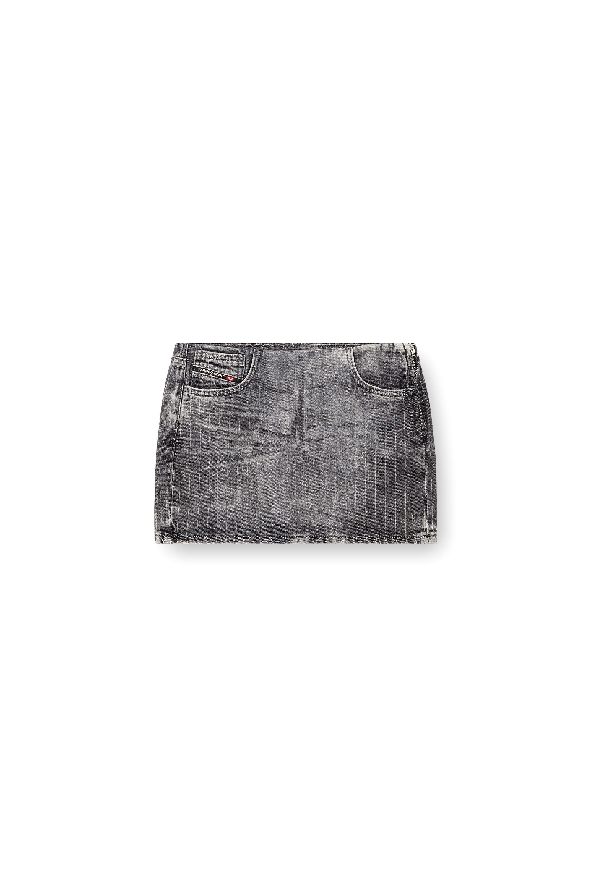 Diesel - DE-PRA-MINI-S3, Female's Miniskirt in tailoring pinstripe denim in グレー - 3