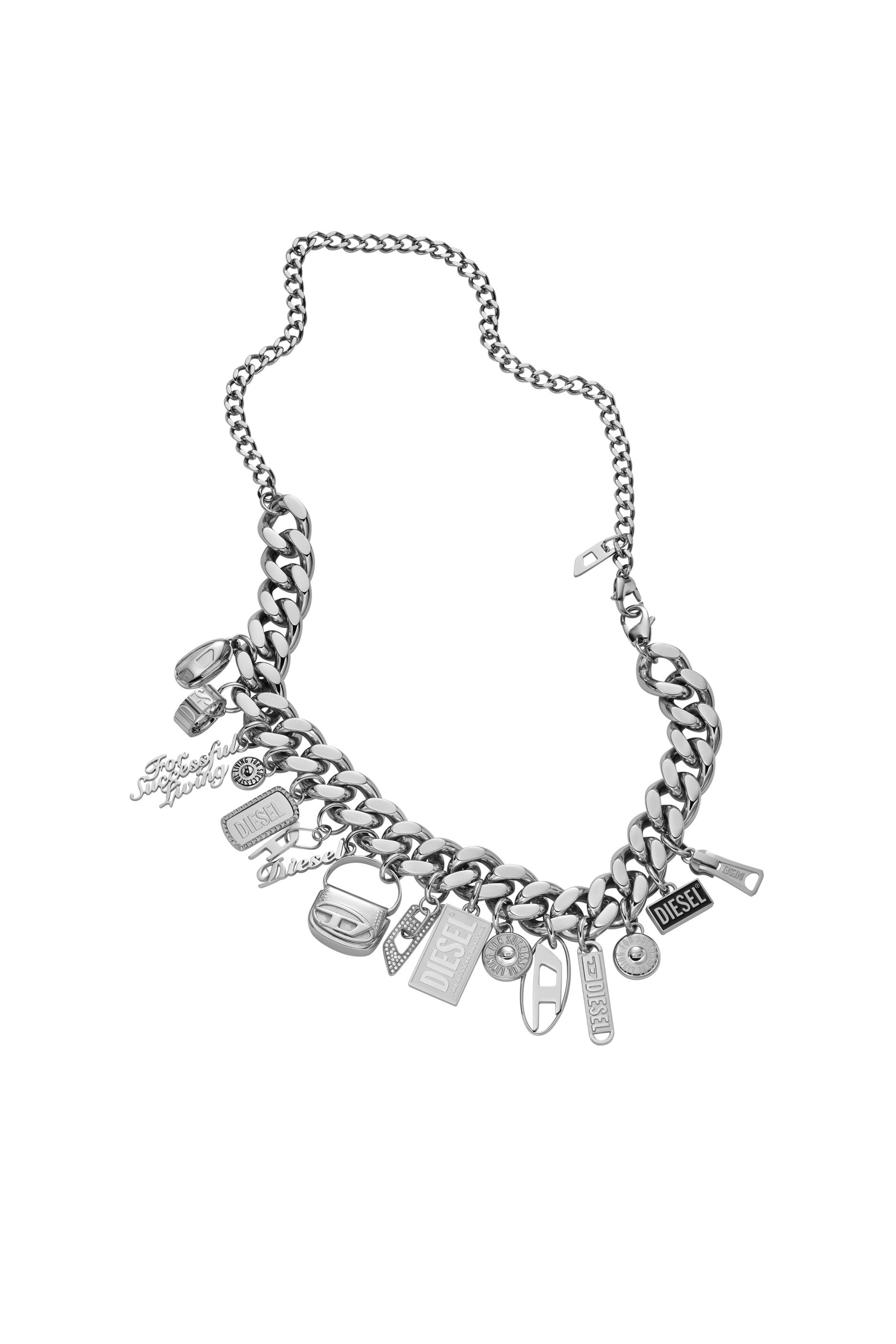 Diesel - DX1521 JEWEL, Unisex Stainless steel charm chain necklace in シルバー - Image 2