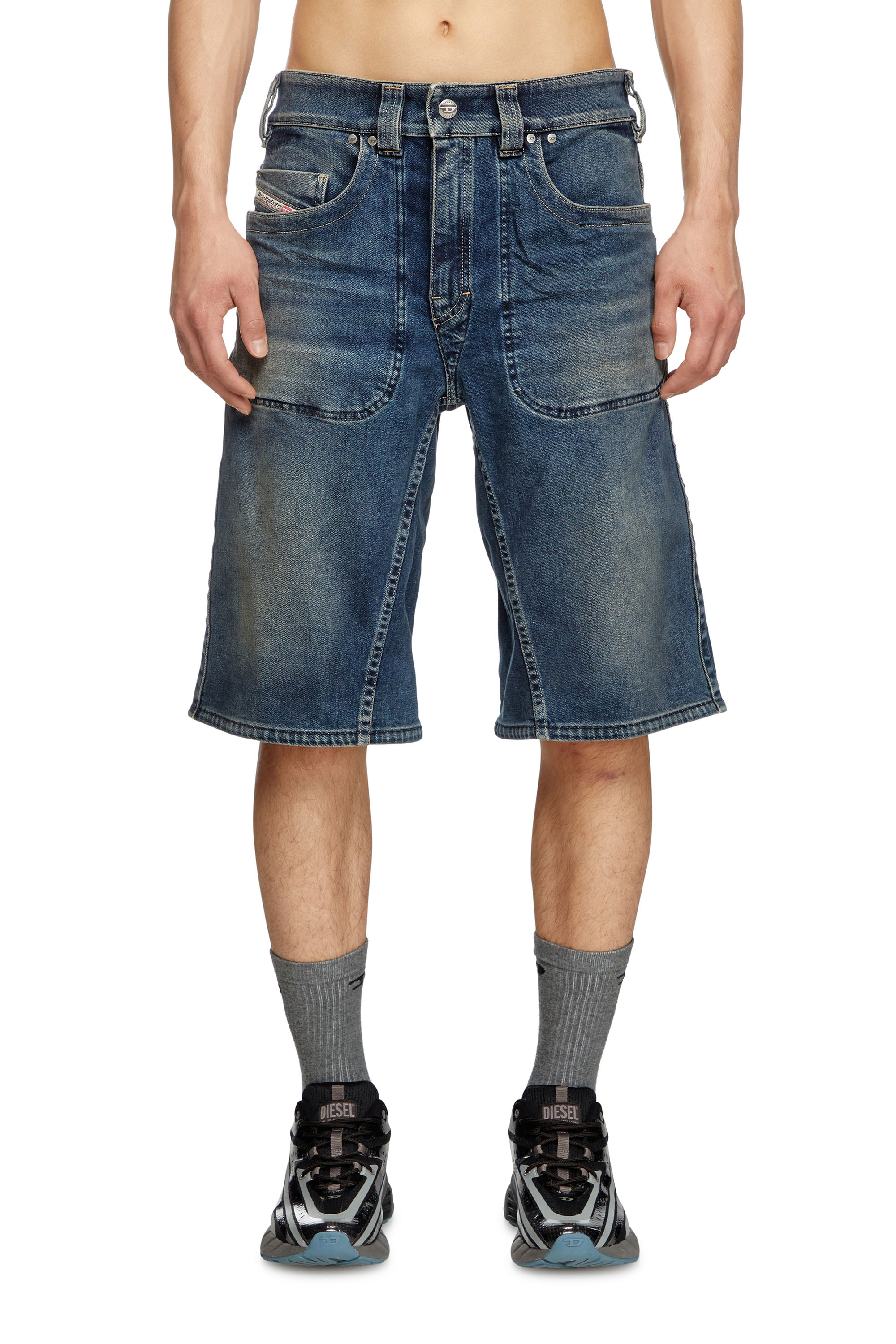 Diesel - D-MACRO-RE SHORT, Male's Bermuda shorts in Rehab denim in ダークブルー - 1