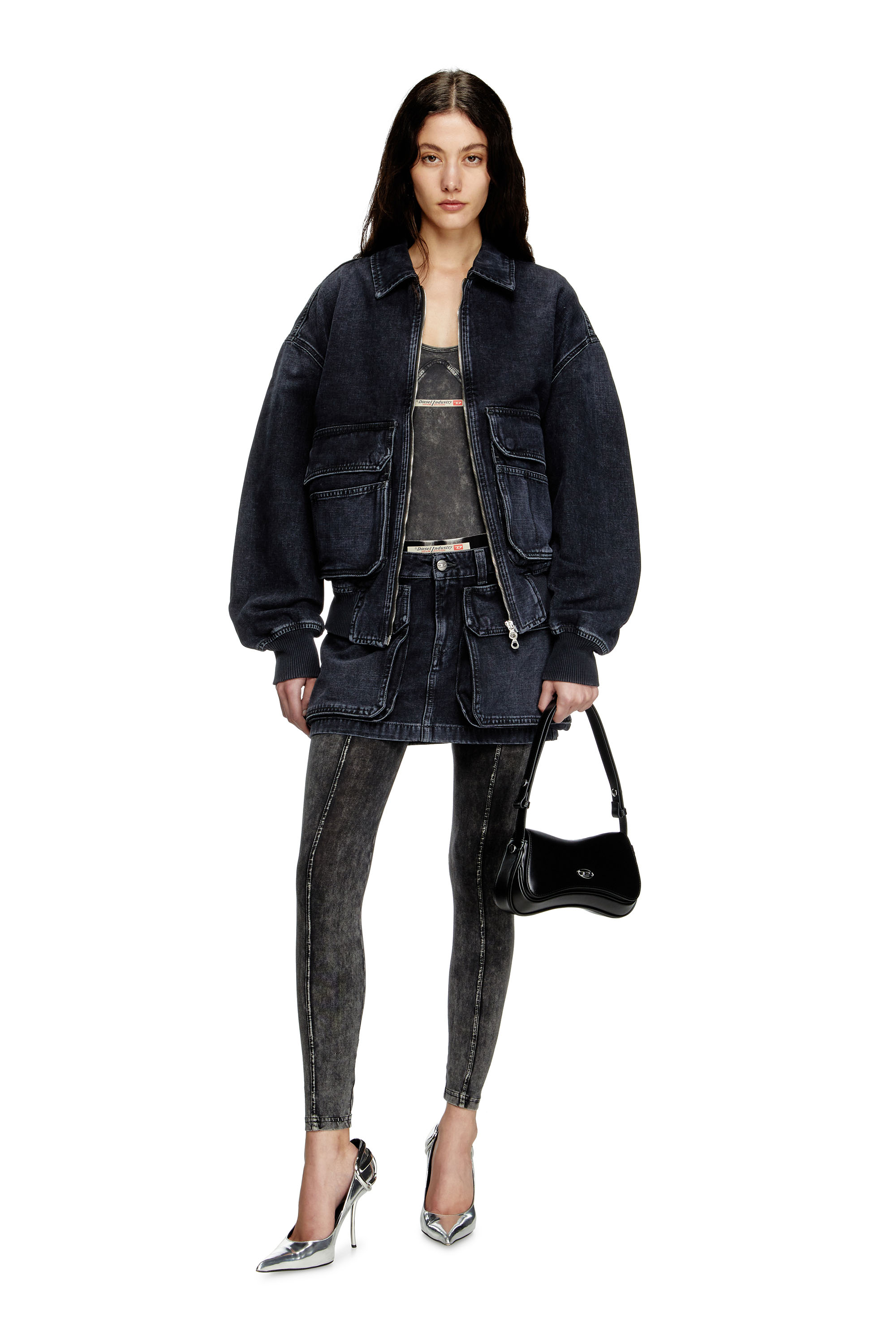 Diesel - D-KURZ, Unisex's Jacket in batavia-weave denim in ブラック - 7