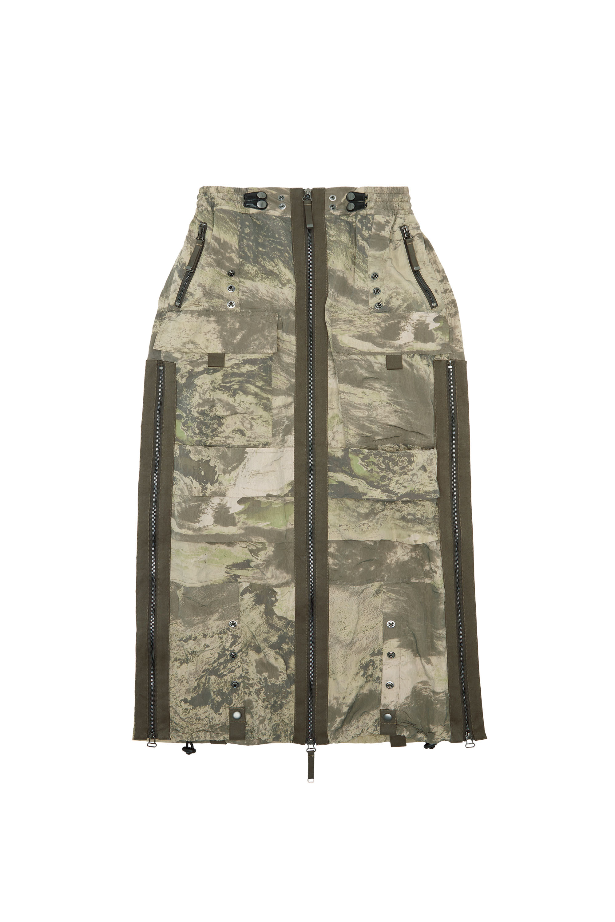 Diesel - O-CREP-N1, Female Long skirt with cargo pockets in グリーン - Image 3