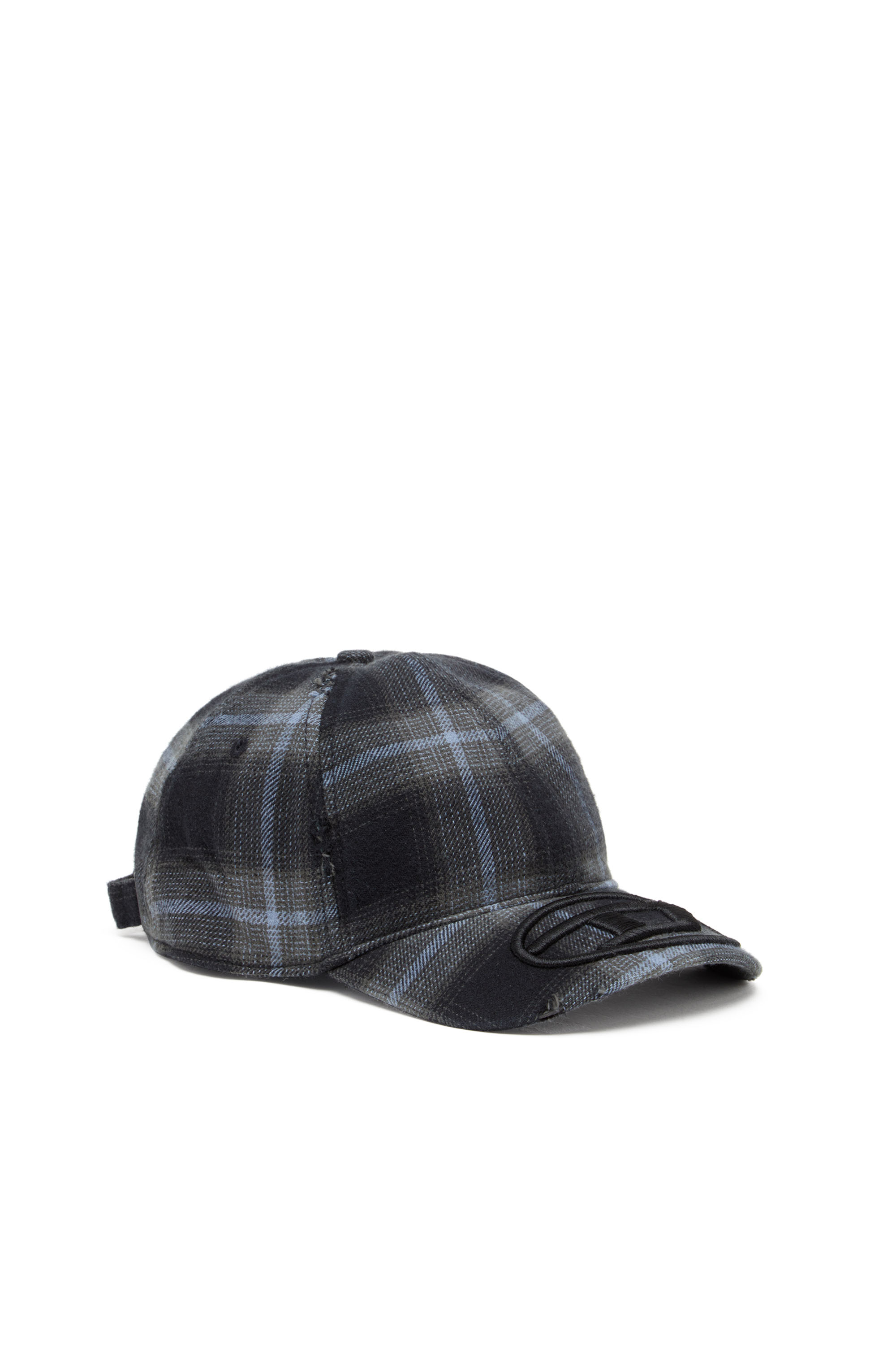 Diesel - C-HARLES, Male's Cotton check baseball cap in ブラック/ブルー - 1