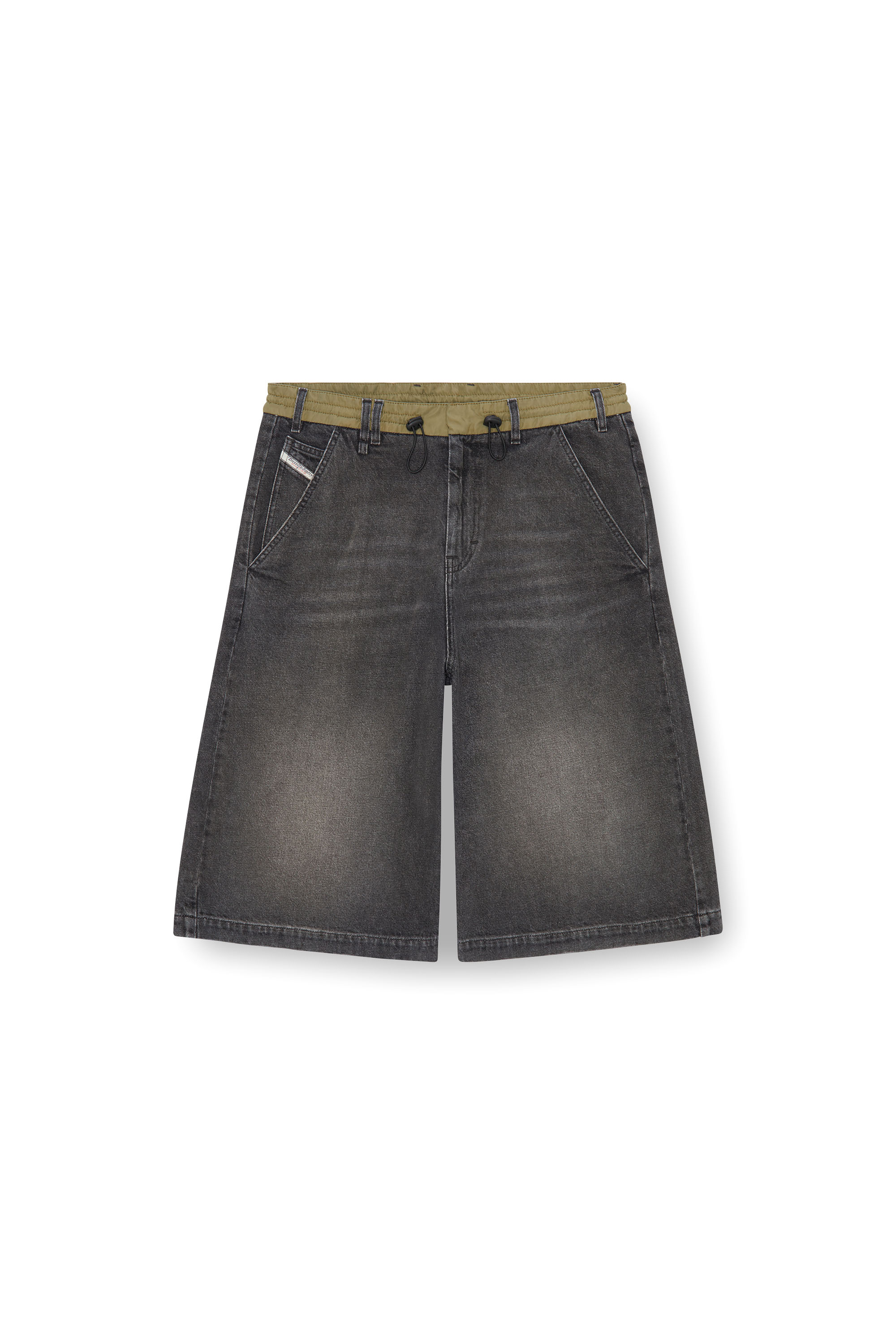 Diesel - D-ANDRE-SHORT-S, Male's Loose bermuda shorts in denim and nylon in ブラック - 3