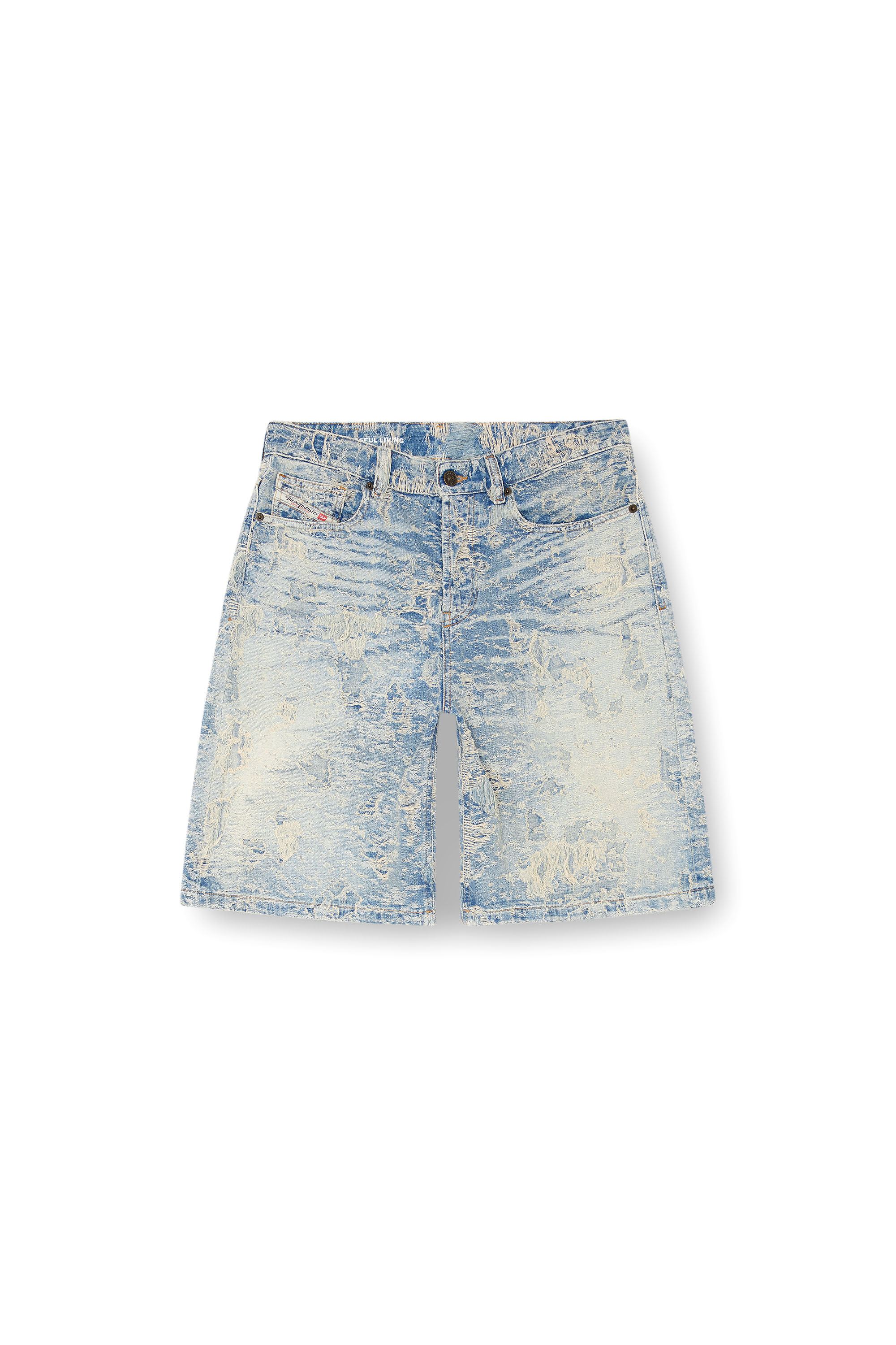 Diesel - DE-SIRE-SHORT-FSF, Female's Shorts in dirty jacquard denim in ライトブルー - 3