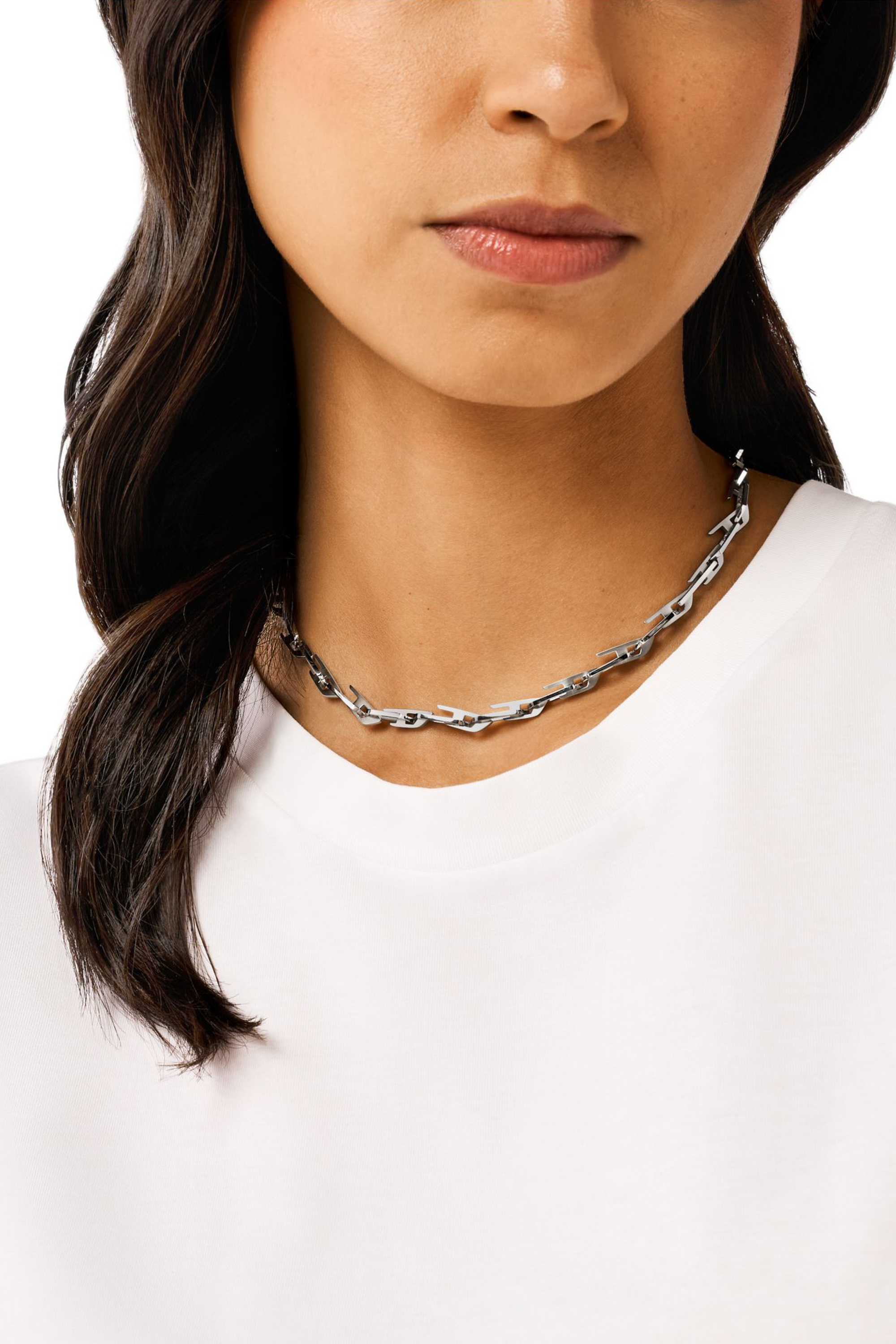 Diesel - DX1537040, Unisex's Interlocking D Logo Stainless Steel Chain Necklace in シルバー - 4