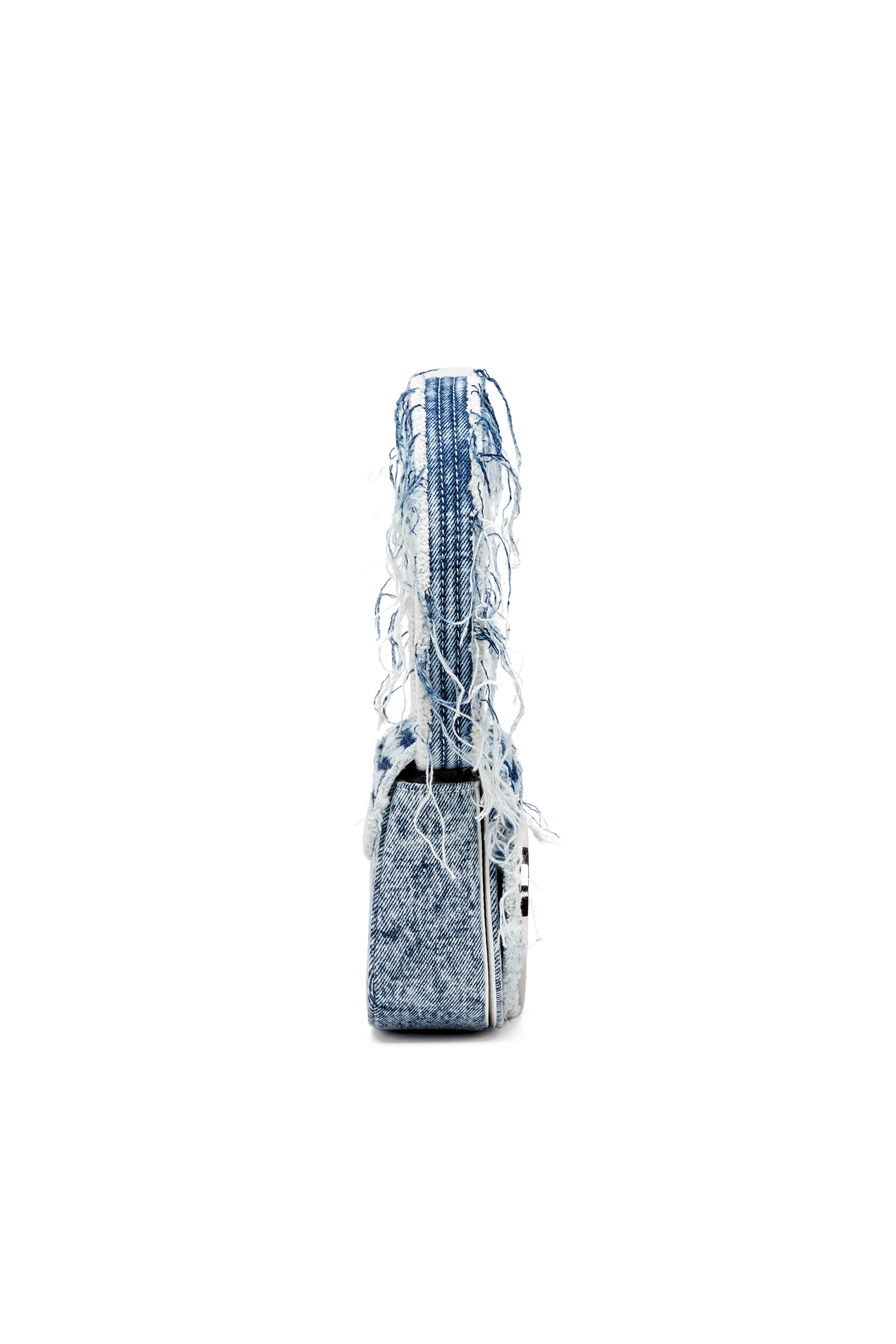 Diesel - 1DR, Female's Iconic shoulder bag in frayed denim in ブルー - 3