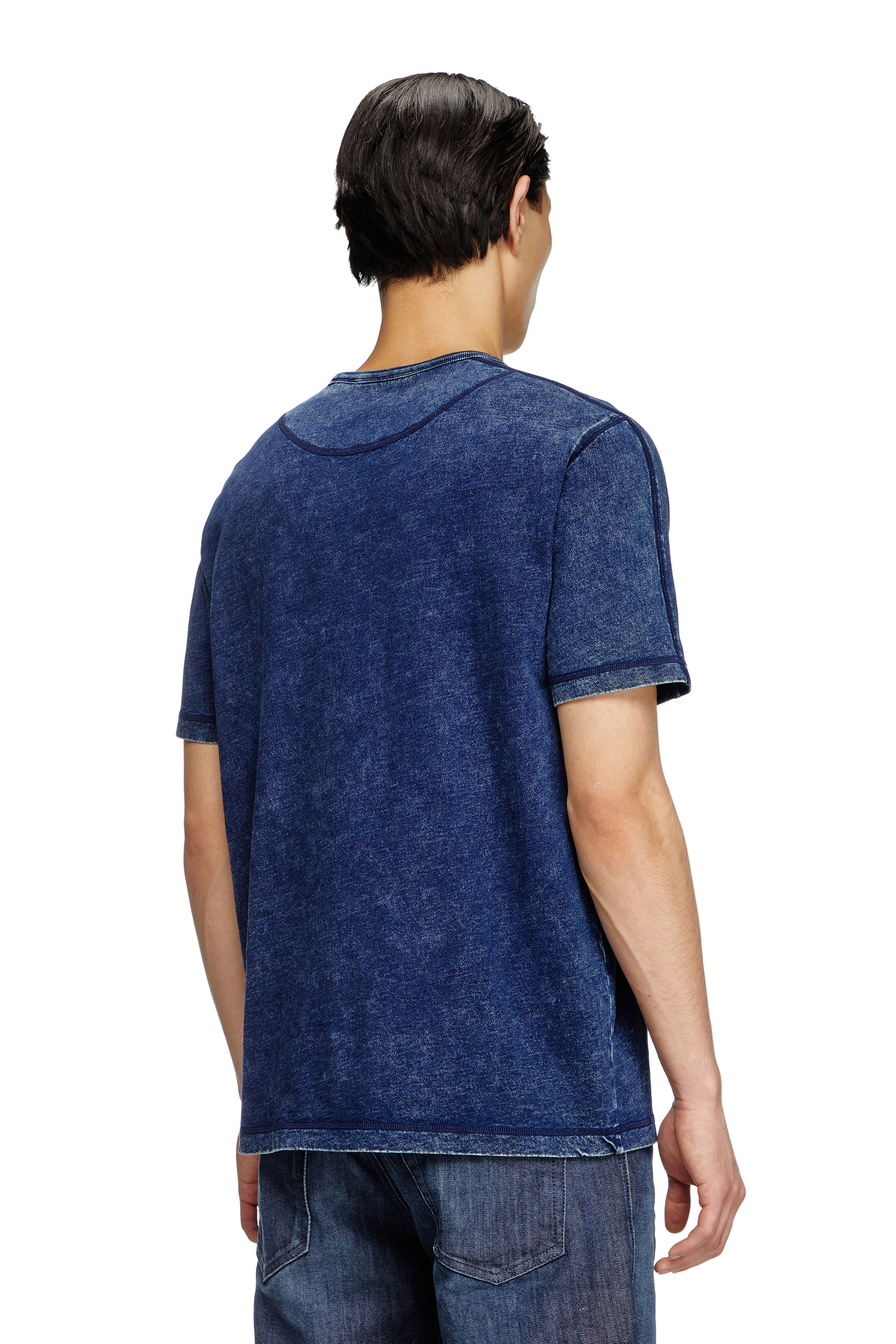 Diesel - T-ADJIND, Male's Denim-look jersey T-shirt in ブルー - 4