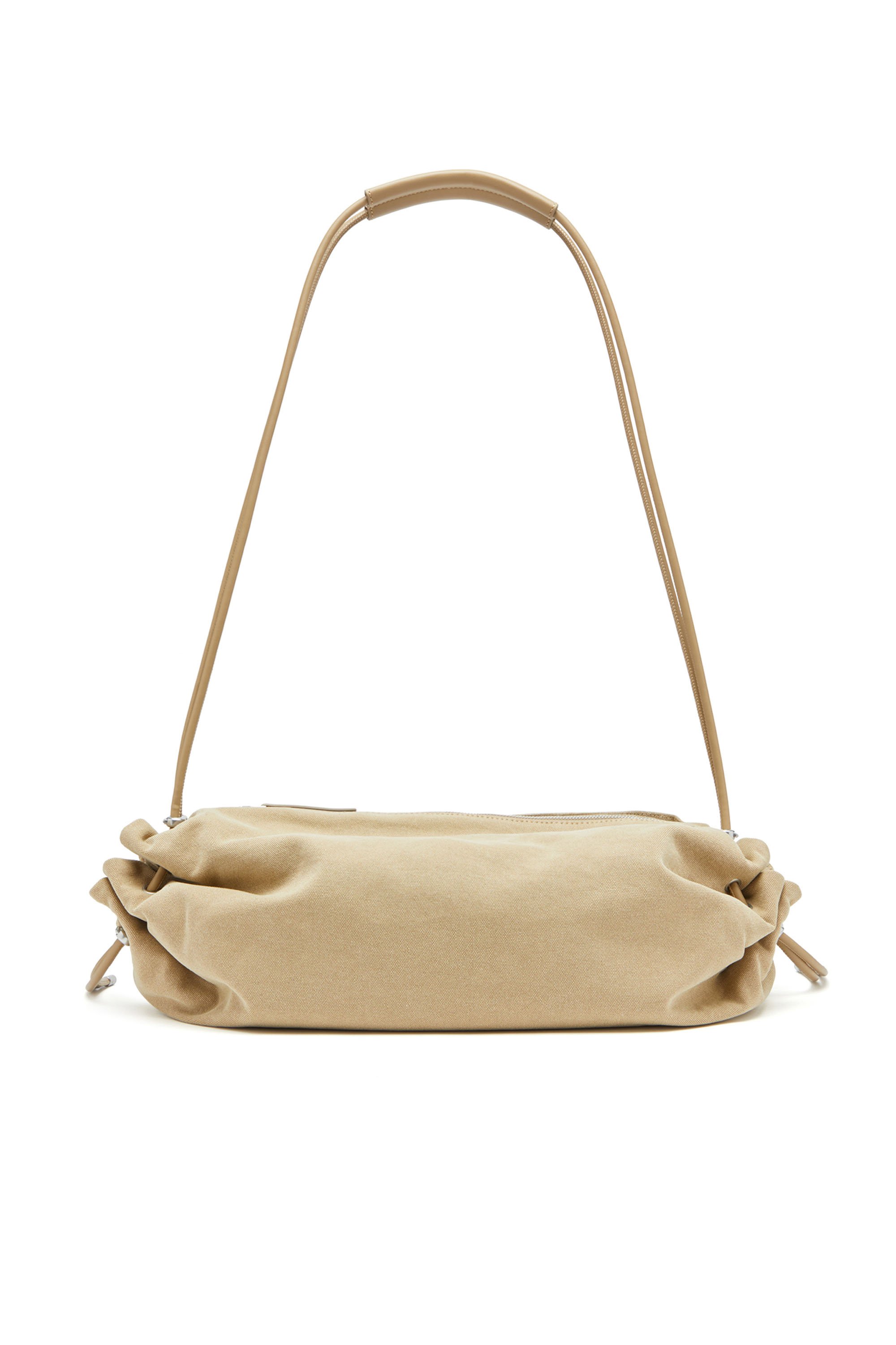 Diesel - SCRUNCH-D CROSSBODY L, Female's Scrunch-D L-Scrunched duffle bag in treated canvas in ベージュ - 2