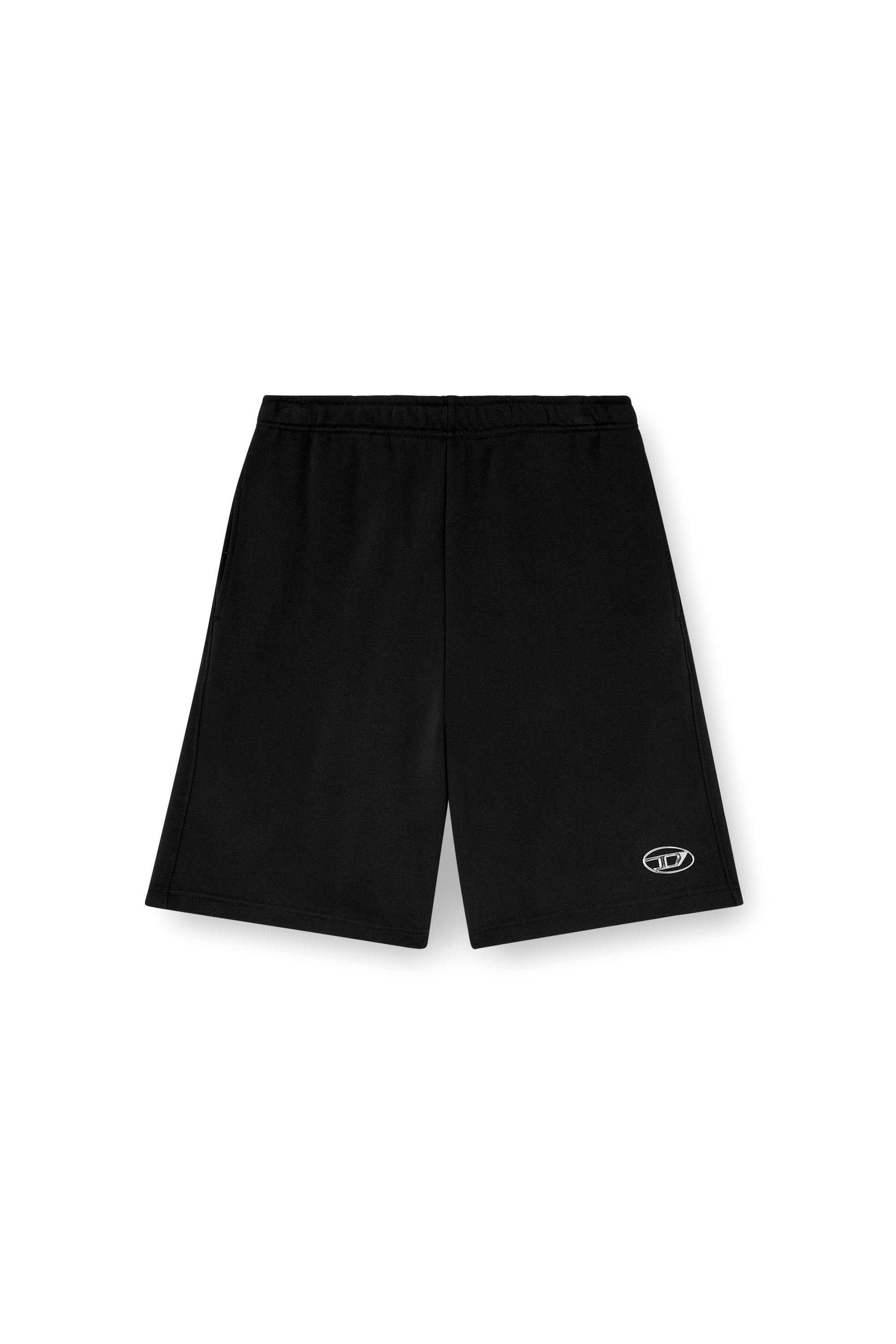 Diesel - P-MARSHY-OD, Male's Sweat shorts with silver Oval D in ブラック - 3