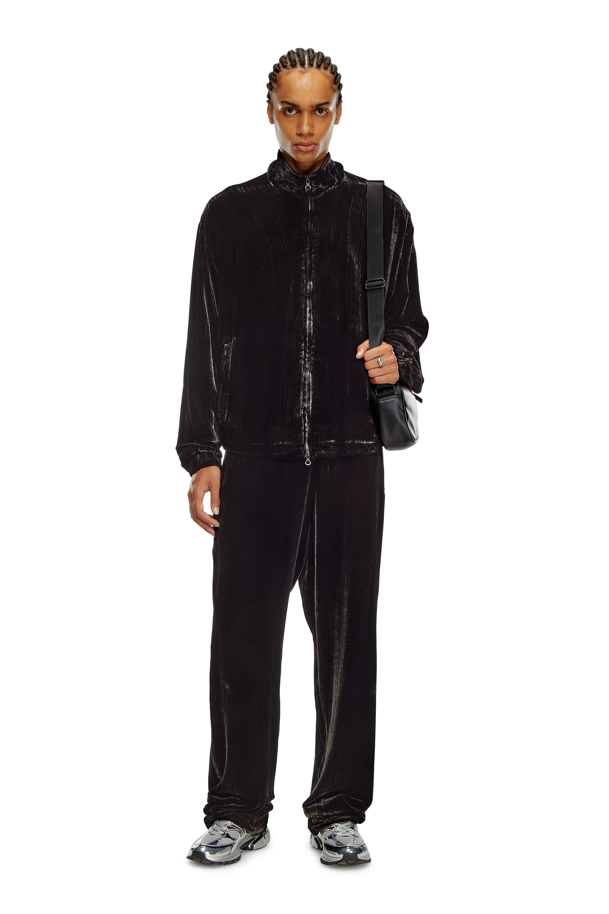 Diesel - J-SALFORD, Male Treated silk-blend velvet jacket in ブラック - Image 2