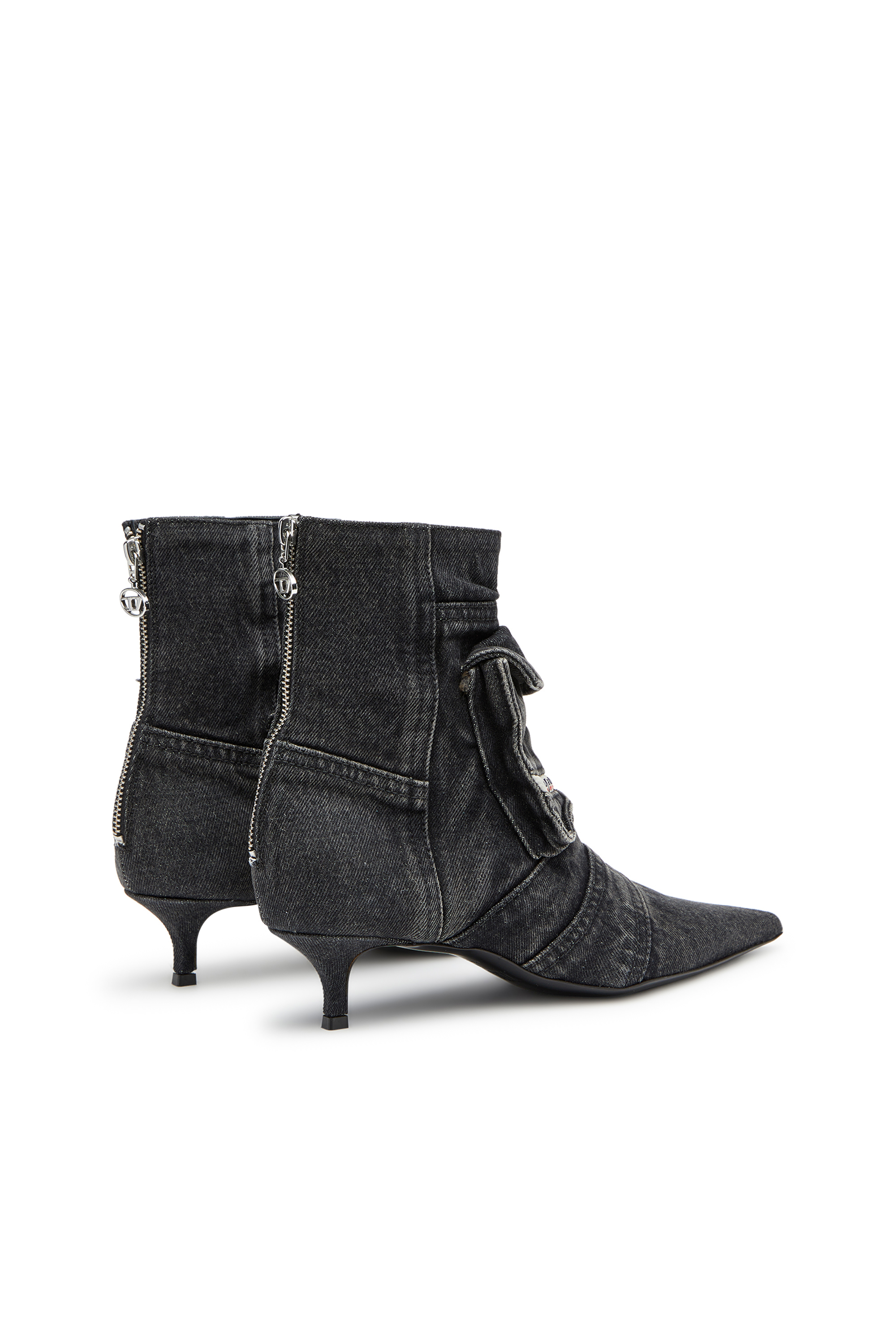 Diesel - D-VENUS POCKET LB, Female's D-Venus-Cargo ankle boots in washed denim in ブラック - 3