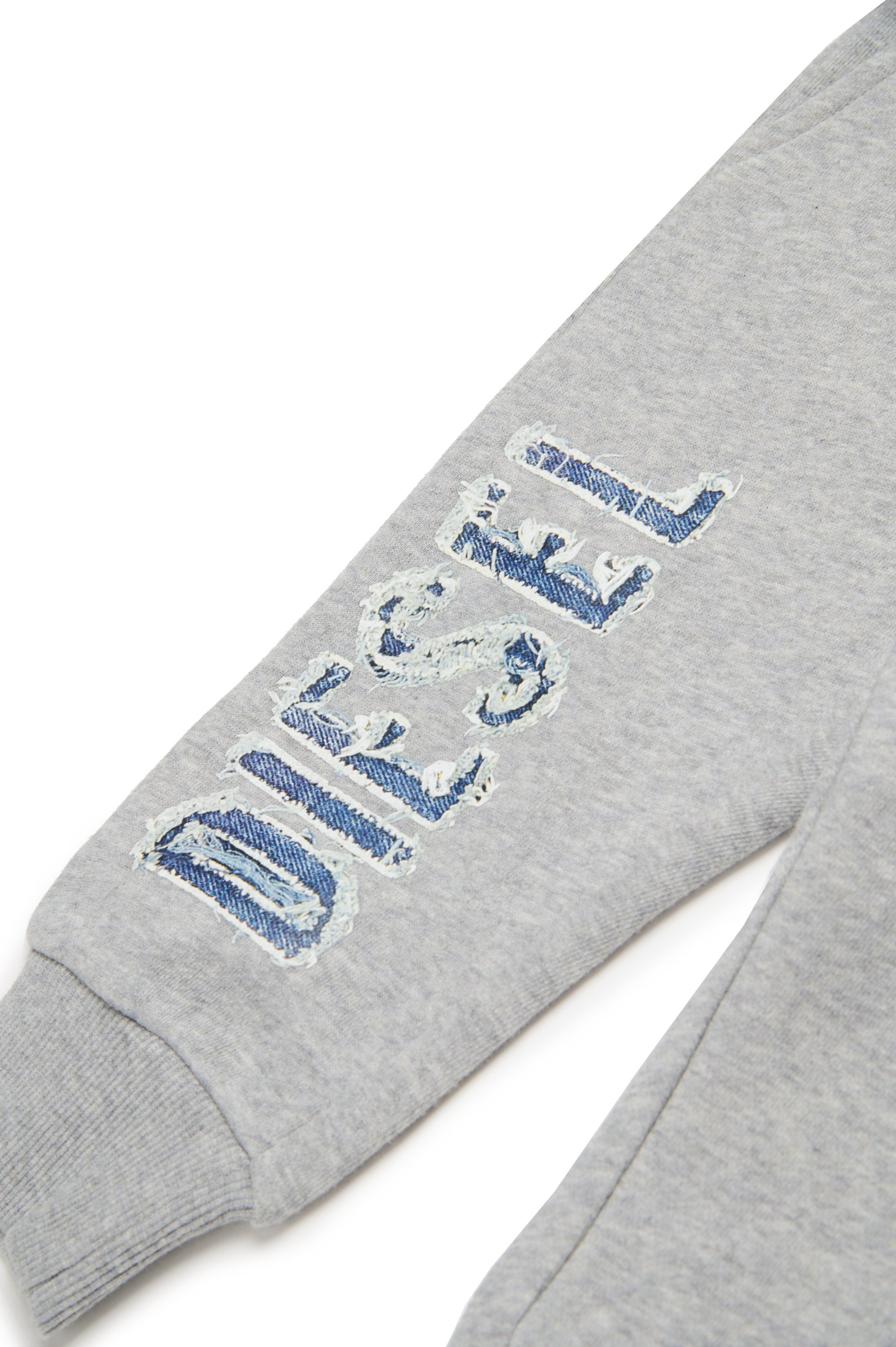 Diesel - PGIBBIB, Male's Sweatpants with frayed denim logo in グレー - 4