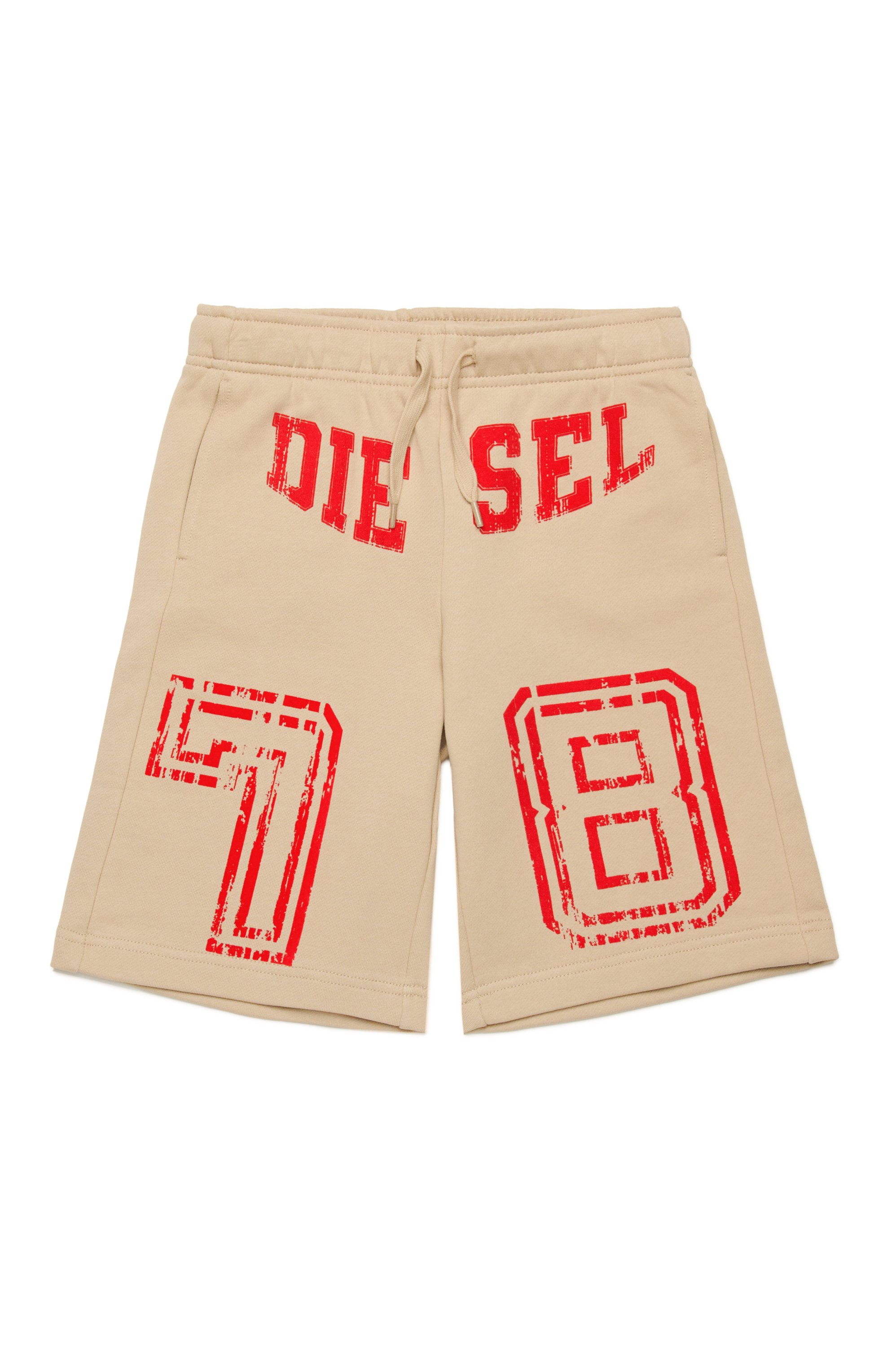 Diesel - PTAINSHORT, Male's Sweat shorts with Diesel 78 logo in ライトブラウン - 1