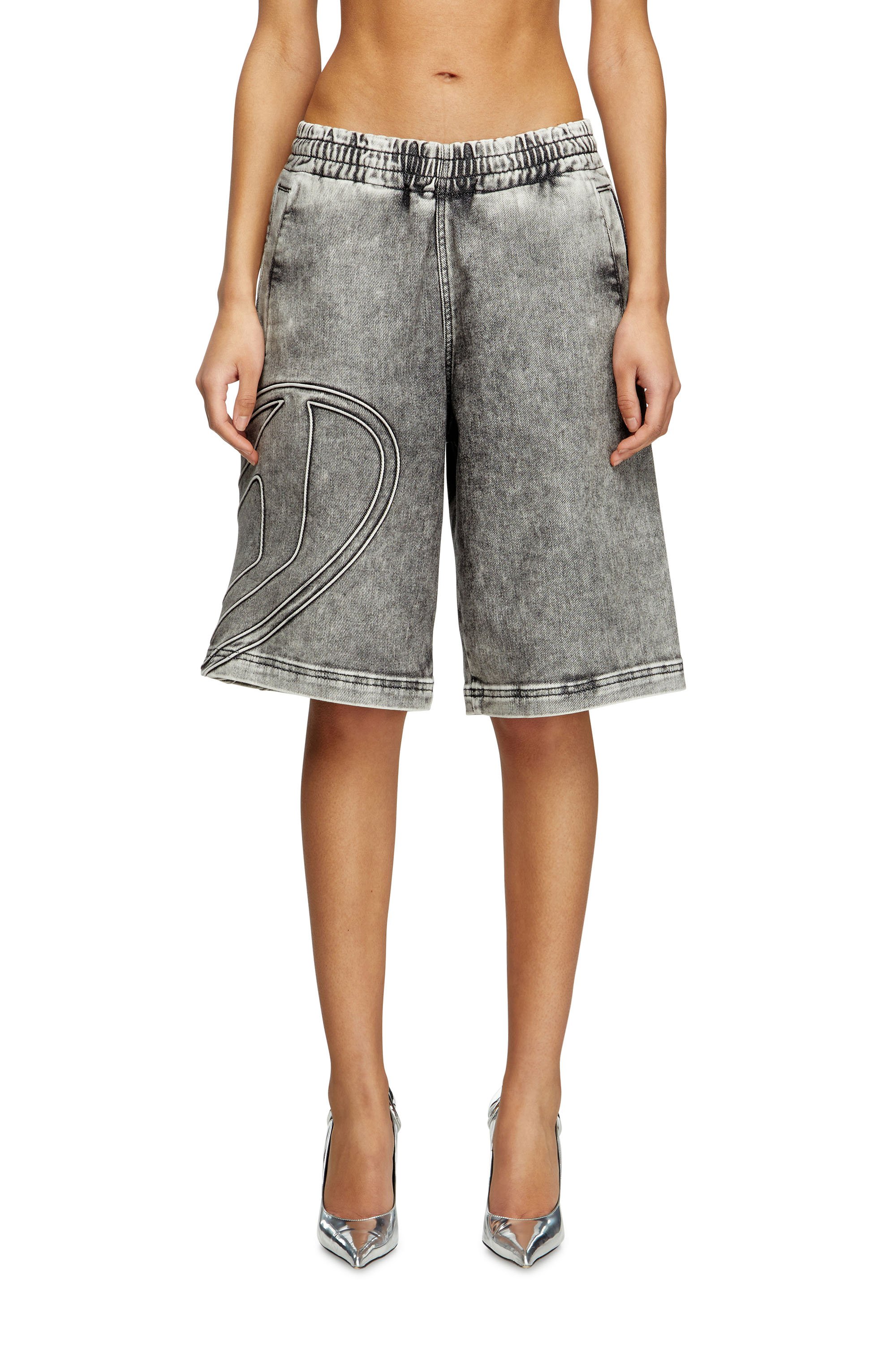 Diesel - D-ENNY-S TRACK, Unisex's Track Denim bermudas with Oval D in グレー - 5