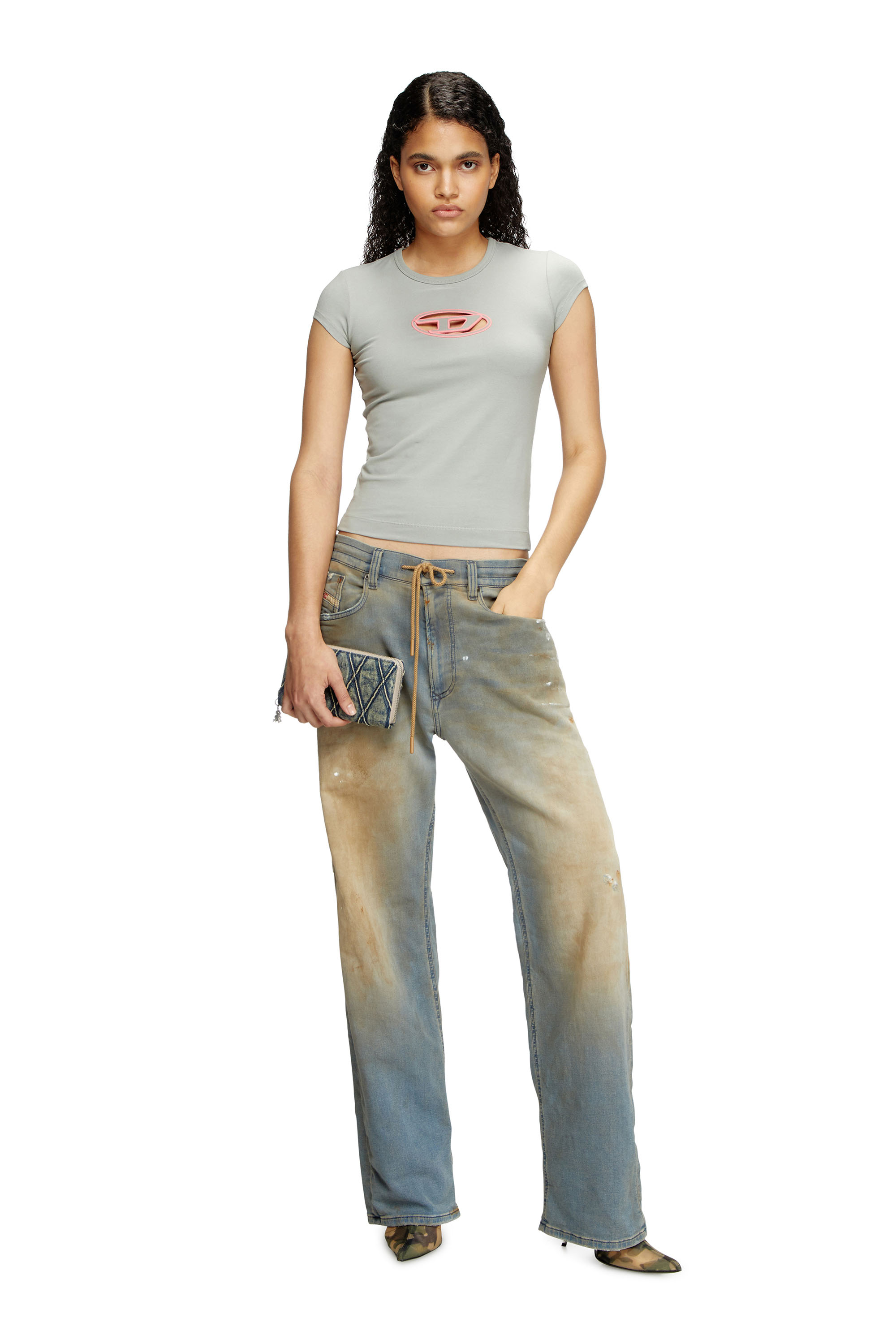 Diesel - T-ANGIE, Female's Tシャツ in ライトグレー - 2