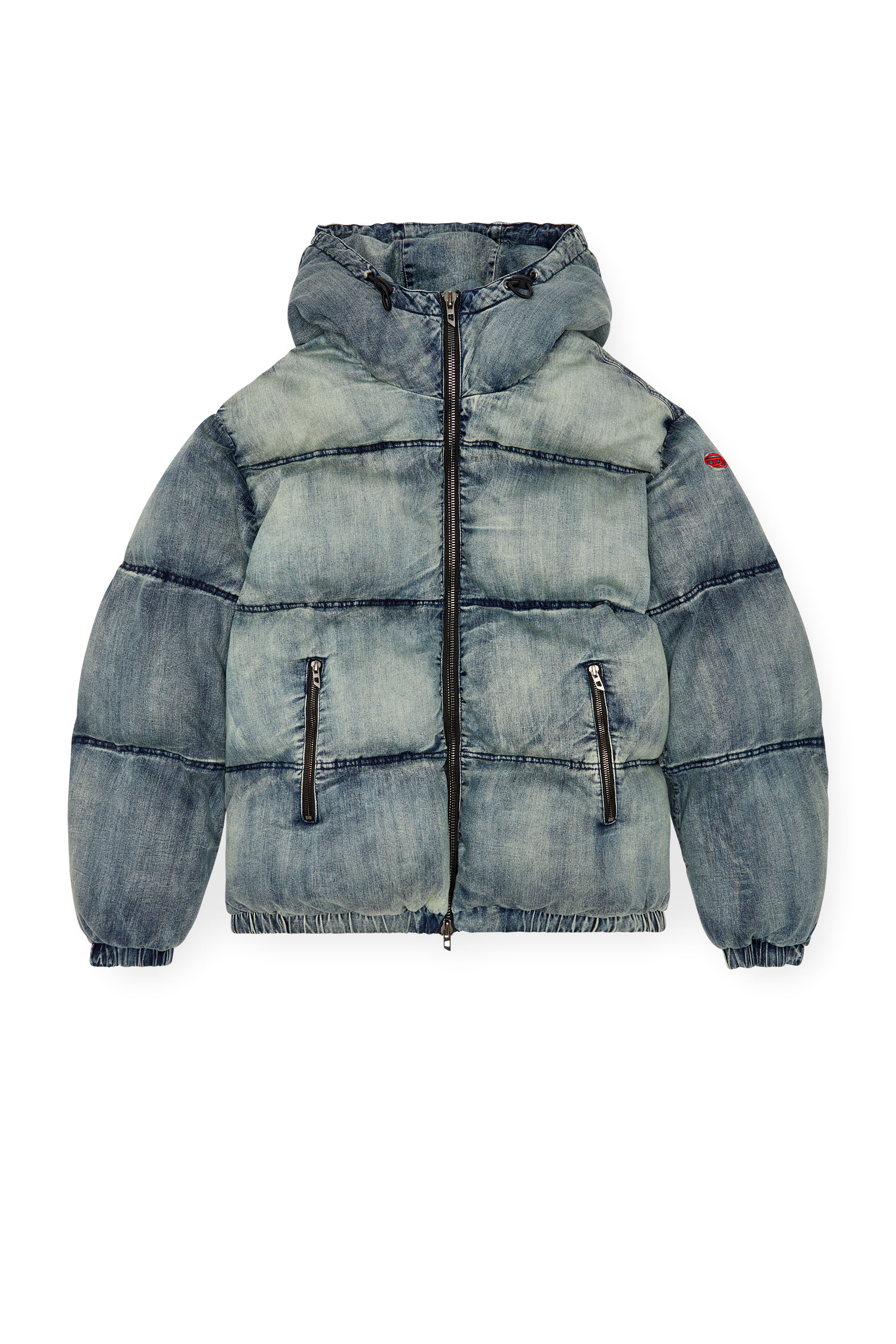 Diesel - W-MONS, Male's Puffer jacket in treated denim in ブルー - 3