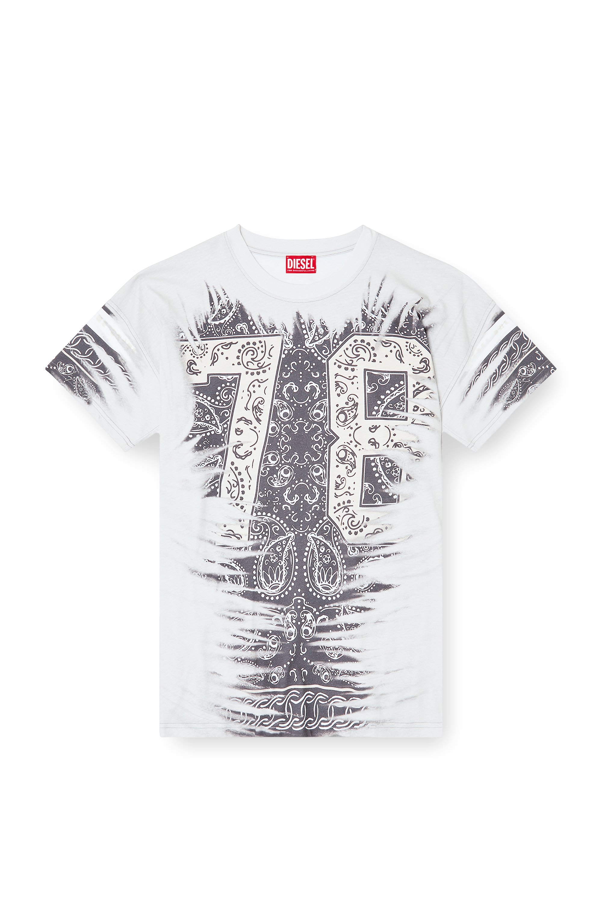 Diesel - T-BOXT-78-R1, Male's T-shirt with 78 bandana print in ホワイト - 3