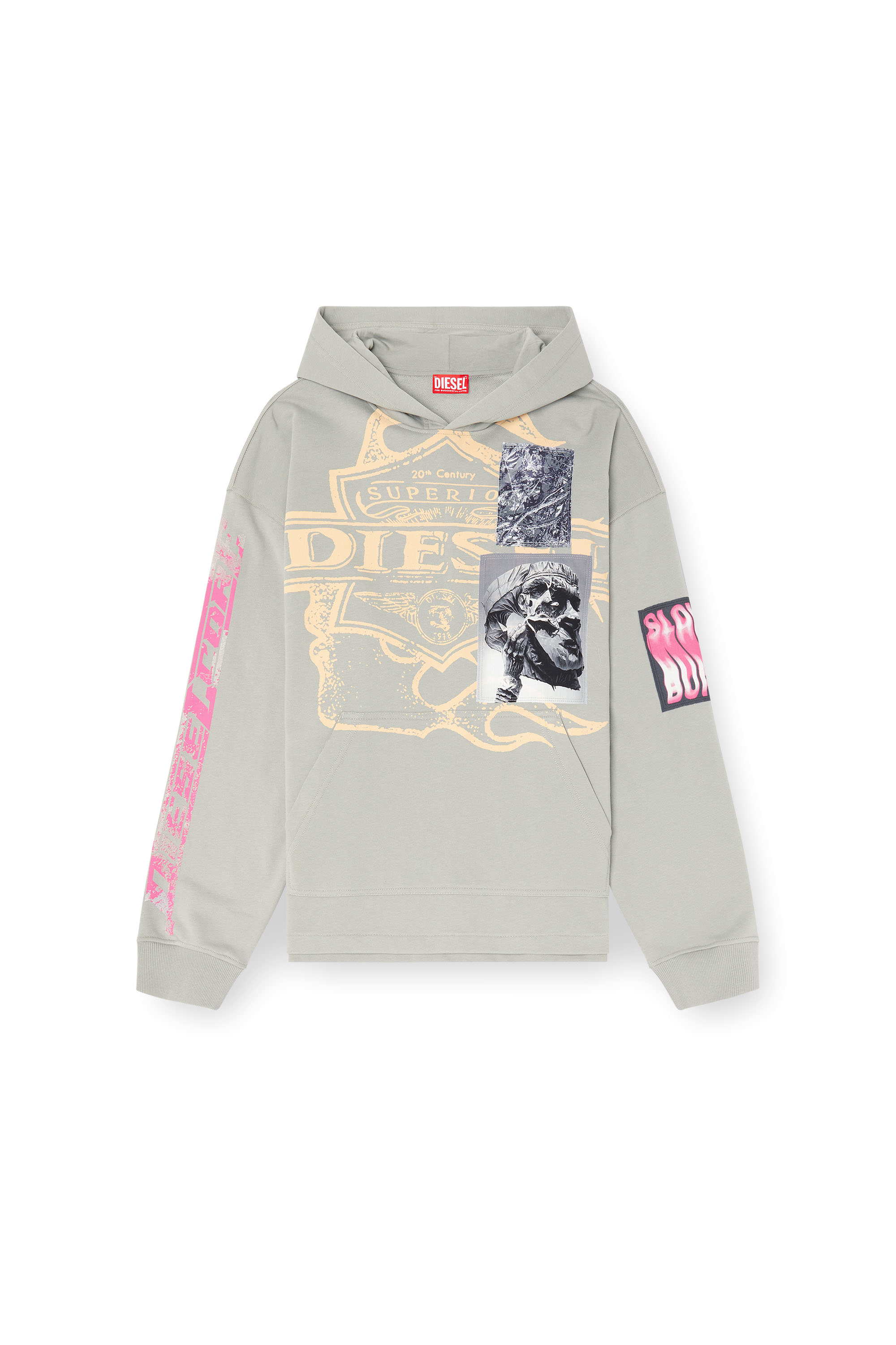 Diesel - S-BAXT-HOOD-R1, Male's Hoodie with prints and logo patches in グレー - 3