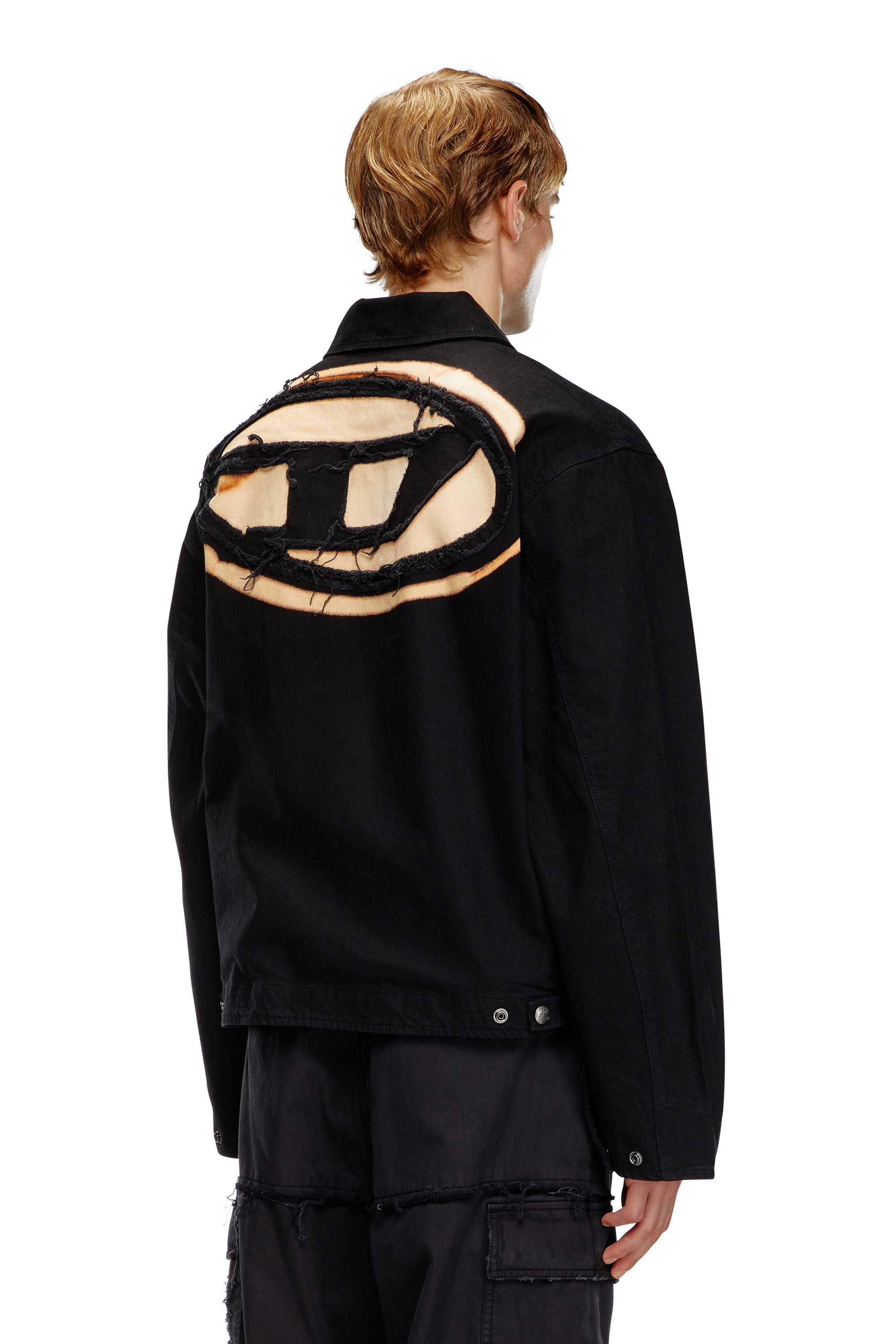 Diesel - J-TAYLOR-BLEACH, Male Denim blouson jacket with bleached logo in ブラック - Image 4