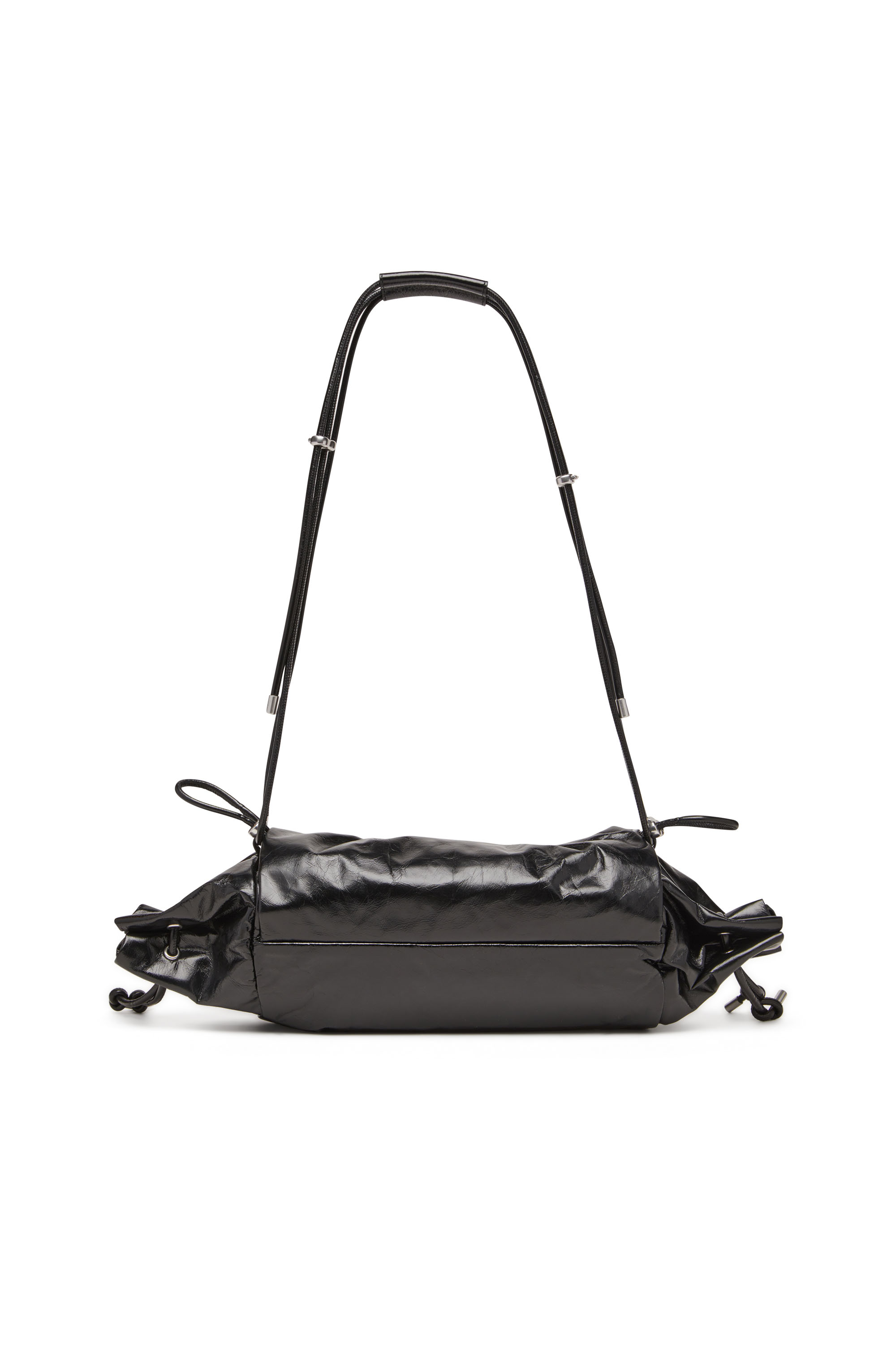 Diesel - SCRUNCH-D SHOULDER M, Female's Shoulder bag in shiny wrinkled leather in ブラック - 3