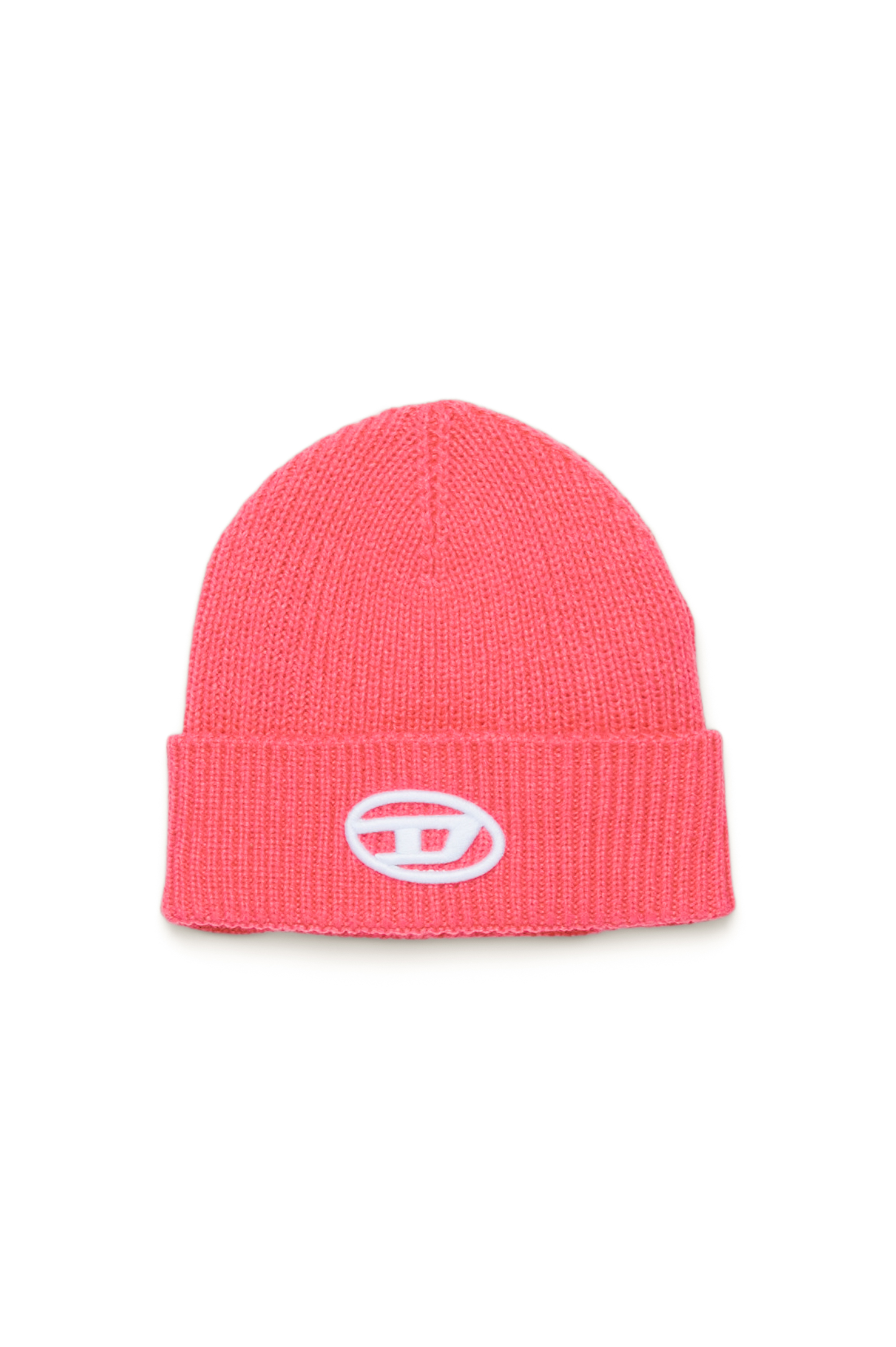 Diesel - FMARCOB, Unisex's Beanie with Oval D embroidery in ピンク / ホワイト - 1